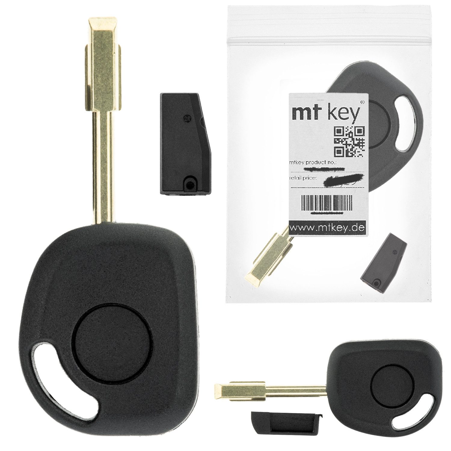 mt-key Schlüsseltasche Auto Zünd Schlüssel Rohling FO21 + ID46 Transponder (Set), für Jaguar Xj (09-10); Xkr (07-14)