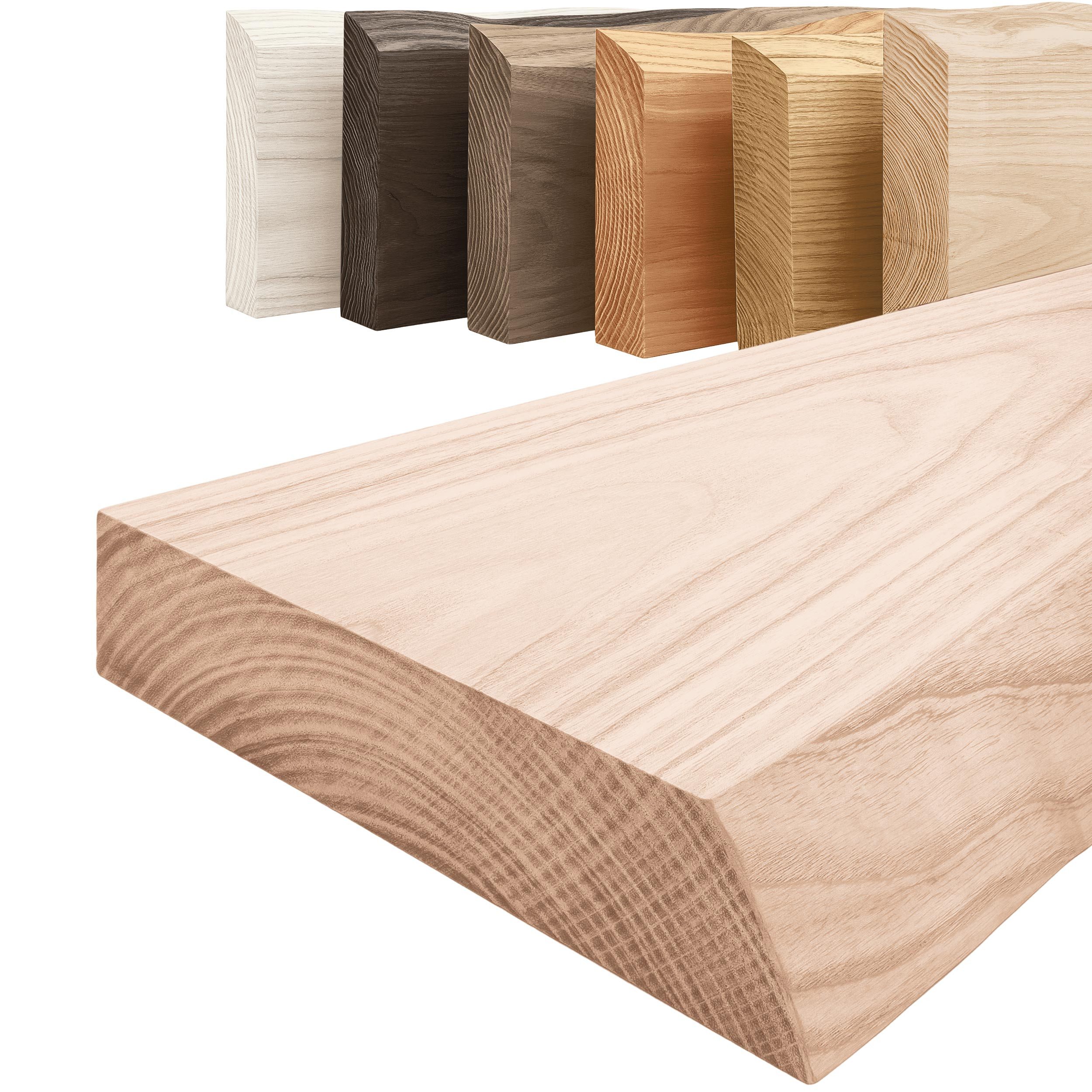 LAMO Manufaktur Wandregal Pure: ohne Montage Set 40 cm, Komplett-Set, 40mm stake Massivholzplatte