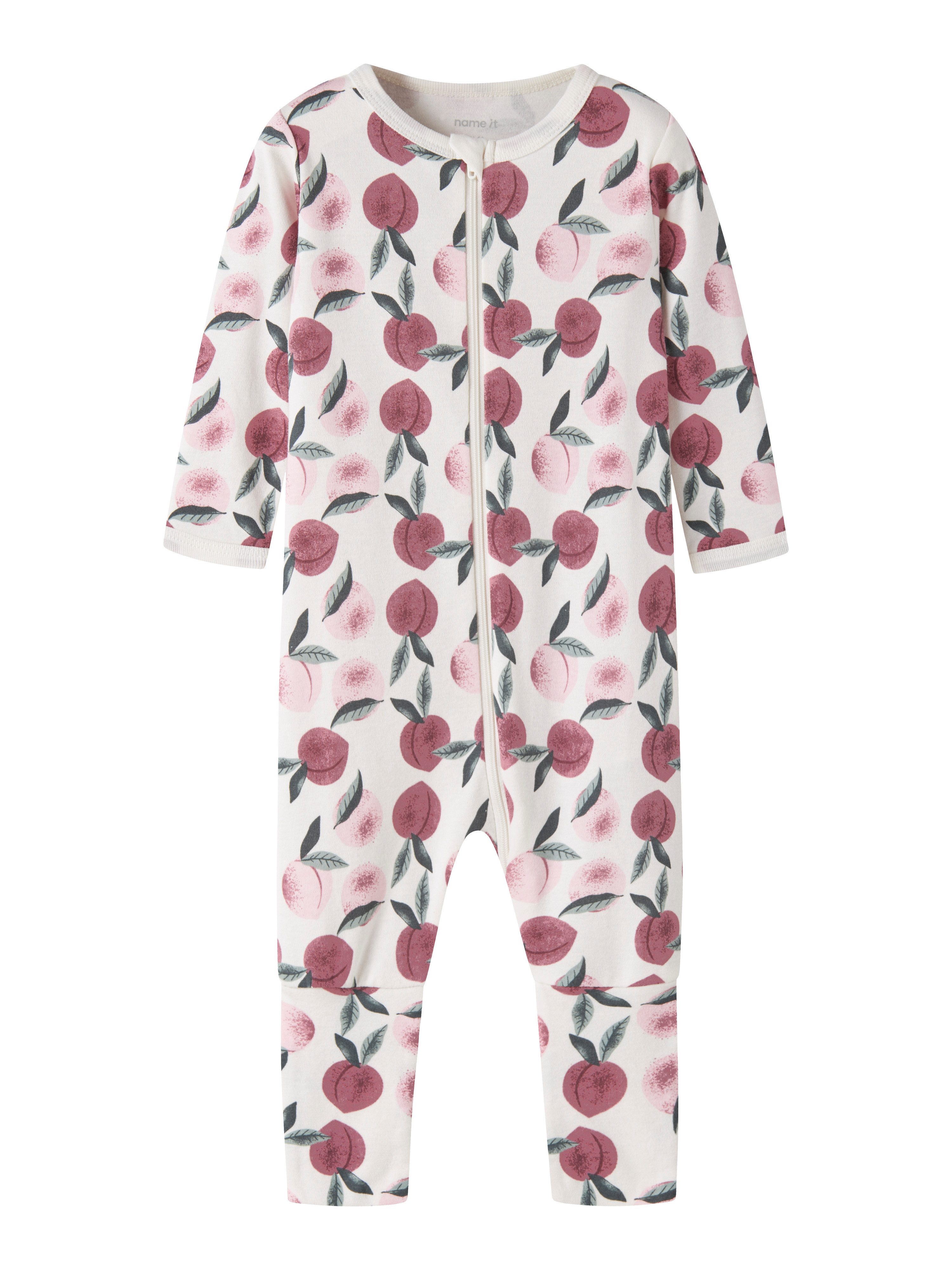 Name It Schlafanzug NBFNIGHTSUIT ZIP FF PEACHES NOOS aus Jersey, lockere Passform, mit Reißverschluss, für Mädchen