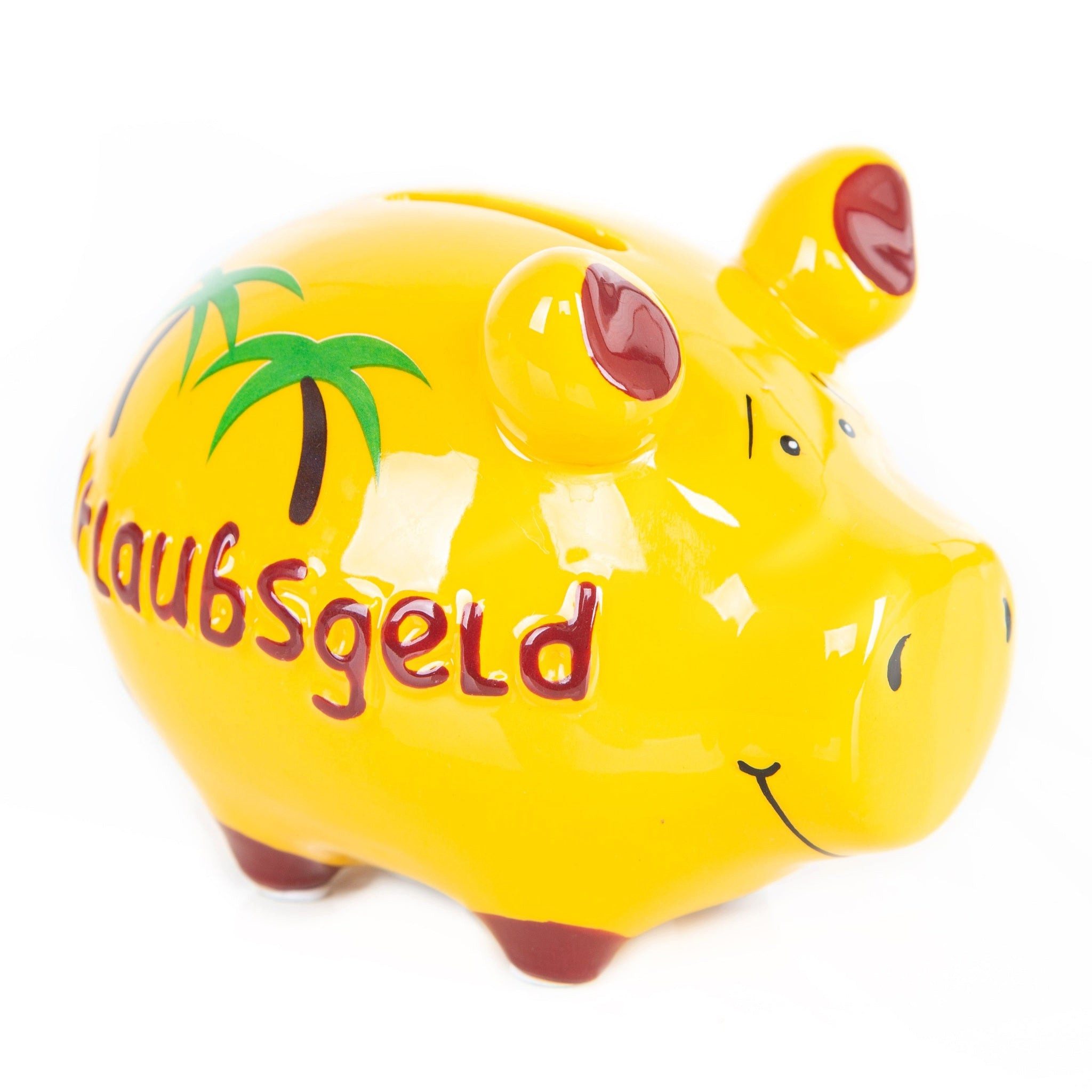 Logbuch-Verlag Dekofigur Sparschwein Urlaubsgeld gelb Urlaub Palmen Geschen günstig online kaufen
