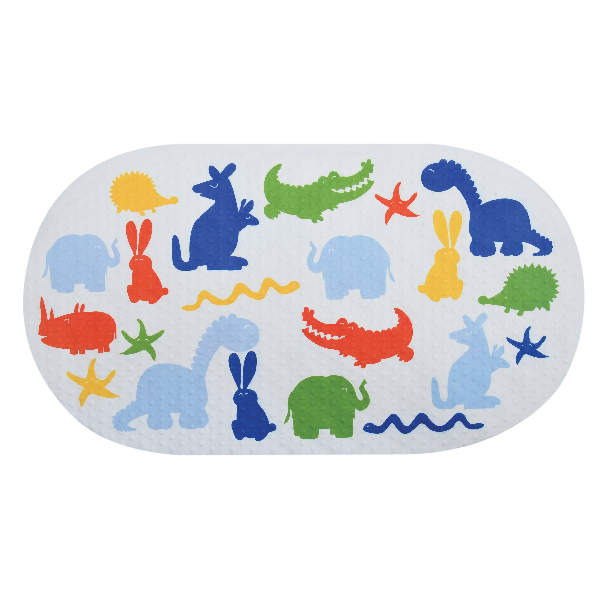 MSV Badematte Dusch- und Wanneneinlage Motiv, mit Saugnäpfen, rutschhemmende Oberfläche, pflegeleicht, waschbar, PVC, Polyester, PVC & Polyester, lustiges Motiv für Kinder "ZOO", 69 x 39 cm