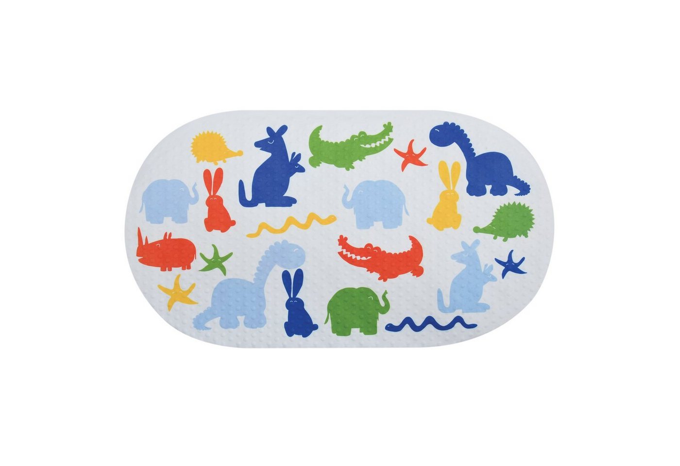Badematte Dusch- und Wanneneinlage Motiv, mit Saugnäpfen, rutschhemmende Oberfläche, pflegeleicht, waschbar, PVC, Polyester, PVC & Polyester, lustiges Motiv für Kinder "ZOO", 69 x 39 cm