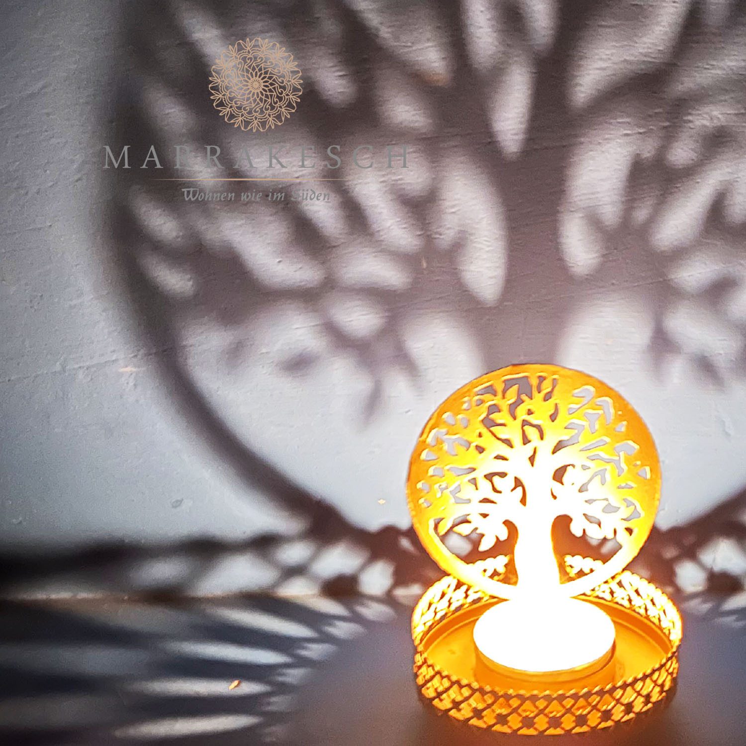Marrakesch Orient & Mediterran Interior Teelichthalter Orientalischer Teelichthalter Dentro aus Metall in Gold 8 cm Wohndeko (1 St), Handarbeit