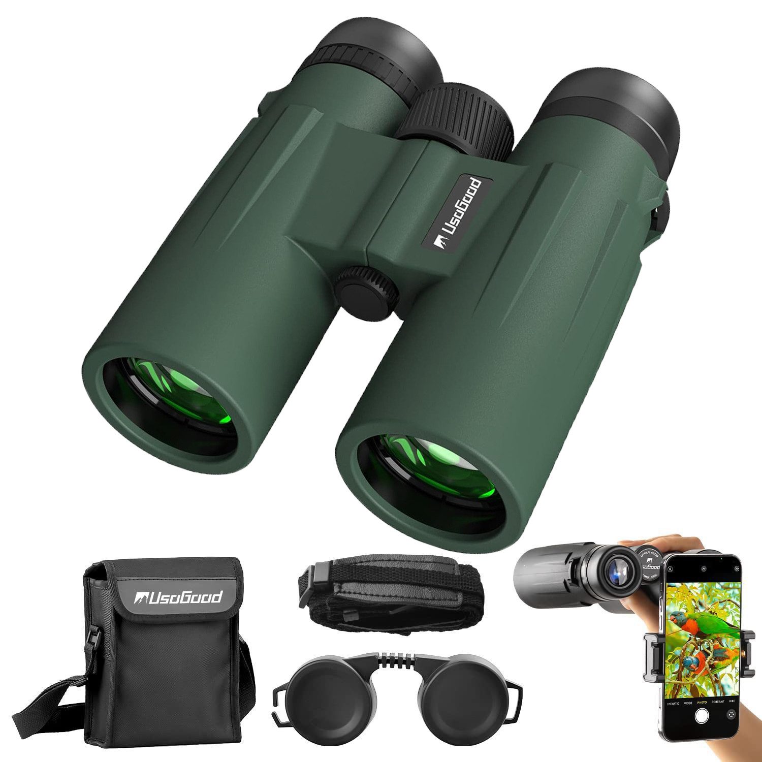 Usogood HD Ferngläser 12x50 Fernglas Erwachsene Wasserdicht Kompakte Fernglas (für Vogelbeobachtung, Jagd, Sightseeing, Sport und Konzerte, Reisen)