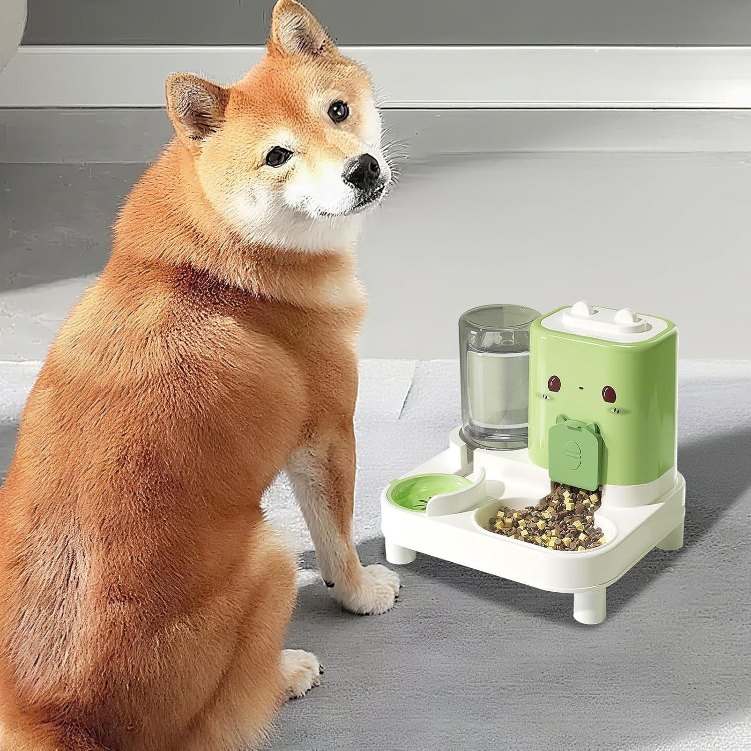 FELIXLEO Fisch-Futterspender Katzenfutterautomat 2 in 1 Futterautomat fuer Katzen Hunde