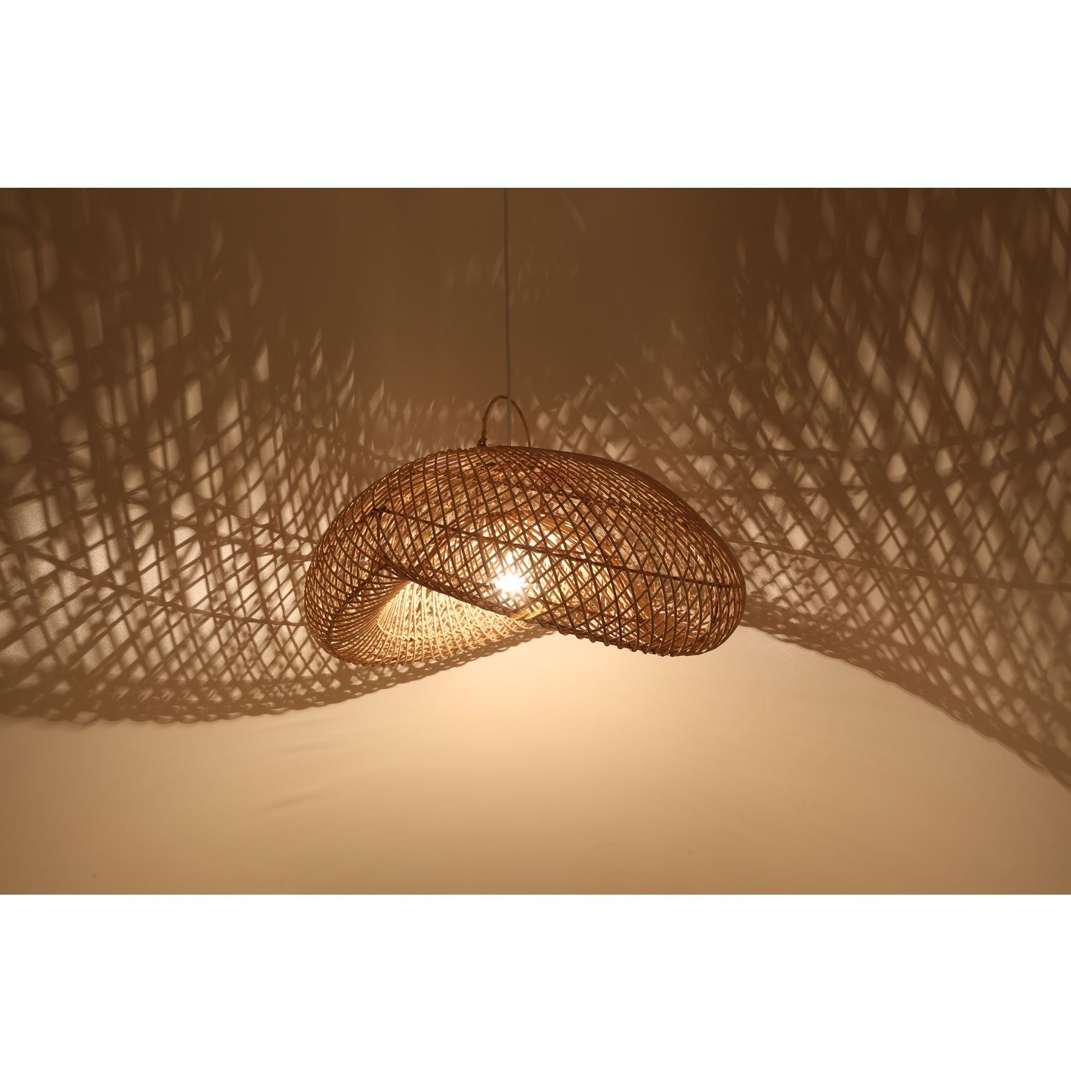 Form Natur in handgemachte Leuchtmittel, Moro Rattan ohne Wellen Lampe Deckenleuchten Hängelampe in moderne Casa Pendelleuchte, LUNA Beige