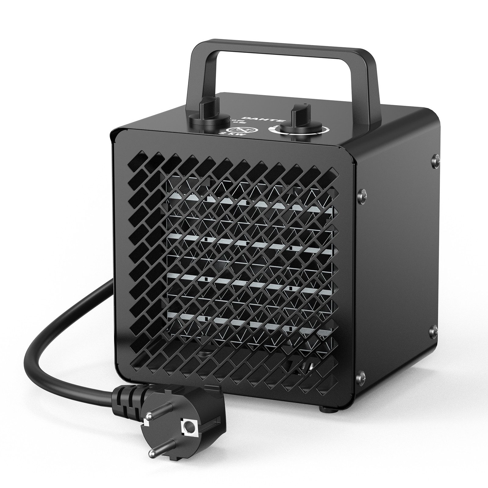 DAHTEC Keramikheizlüfter Elektro-Keramikheizer - Kompakter Gebläseheizer, 3000 W, fürs Büro, sparsames Design, gelb/schwarz