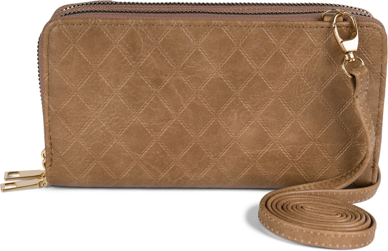 in styleBREAKER Taupe (1-tlg), 1 2 - Mini Bag Rauten Geldbörse Umhängetasche