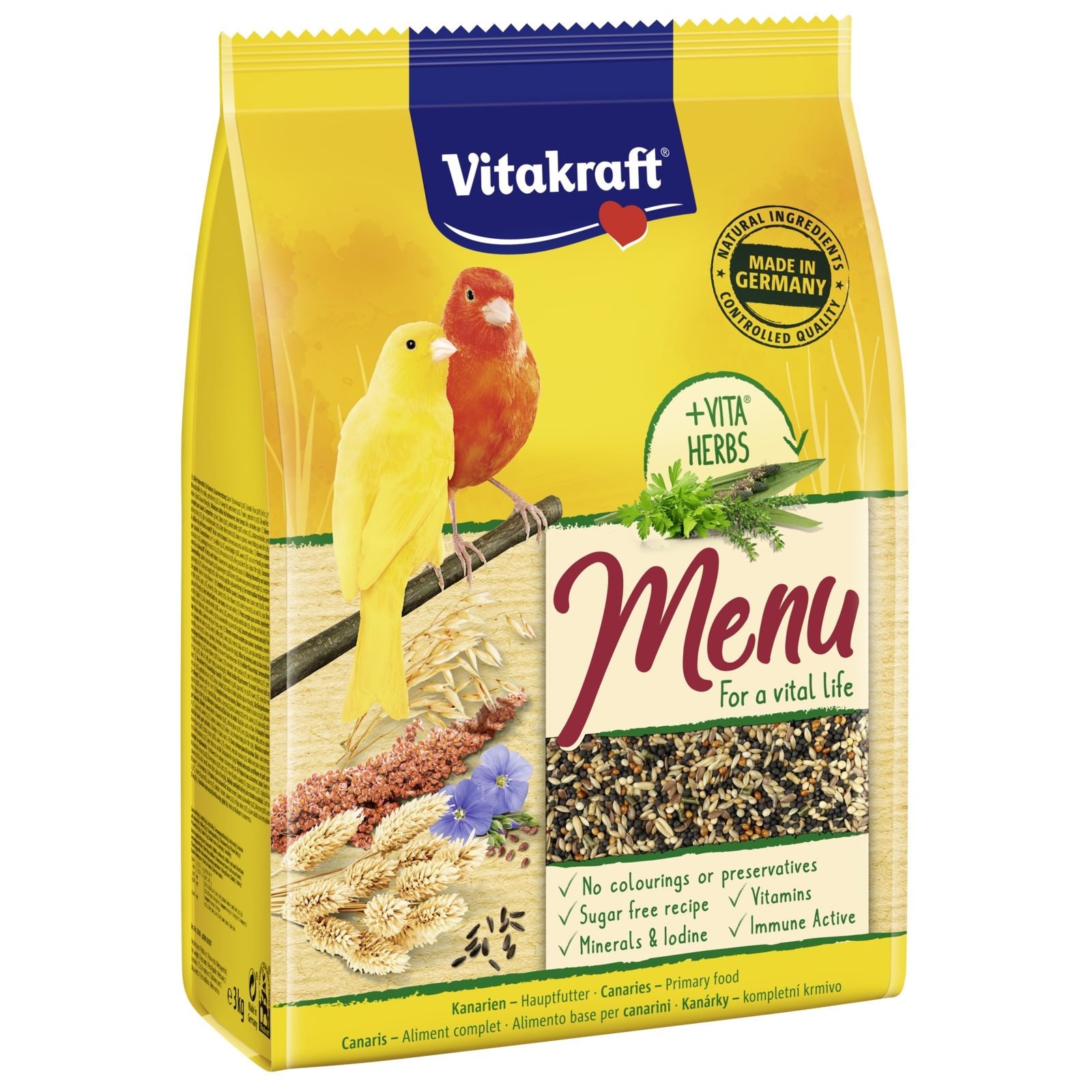 Vitakraft Premium Menü für Kanarienvögel, 3kg, Hauptfutter für: Kanarienvögel