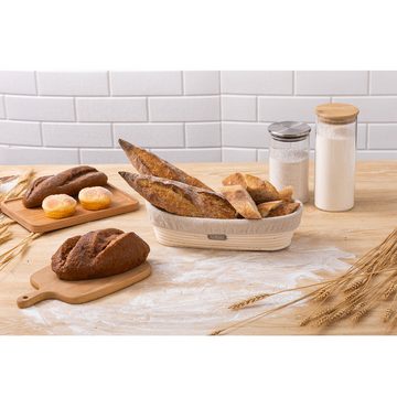 Susable Brotbackform Rattan - Oval Gärkorb - Für 2Kg Teig - Mit Leineneinsatz - Brotform