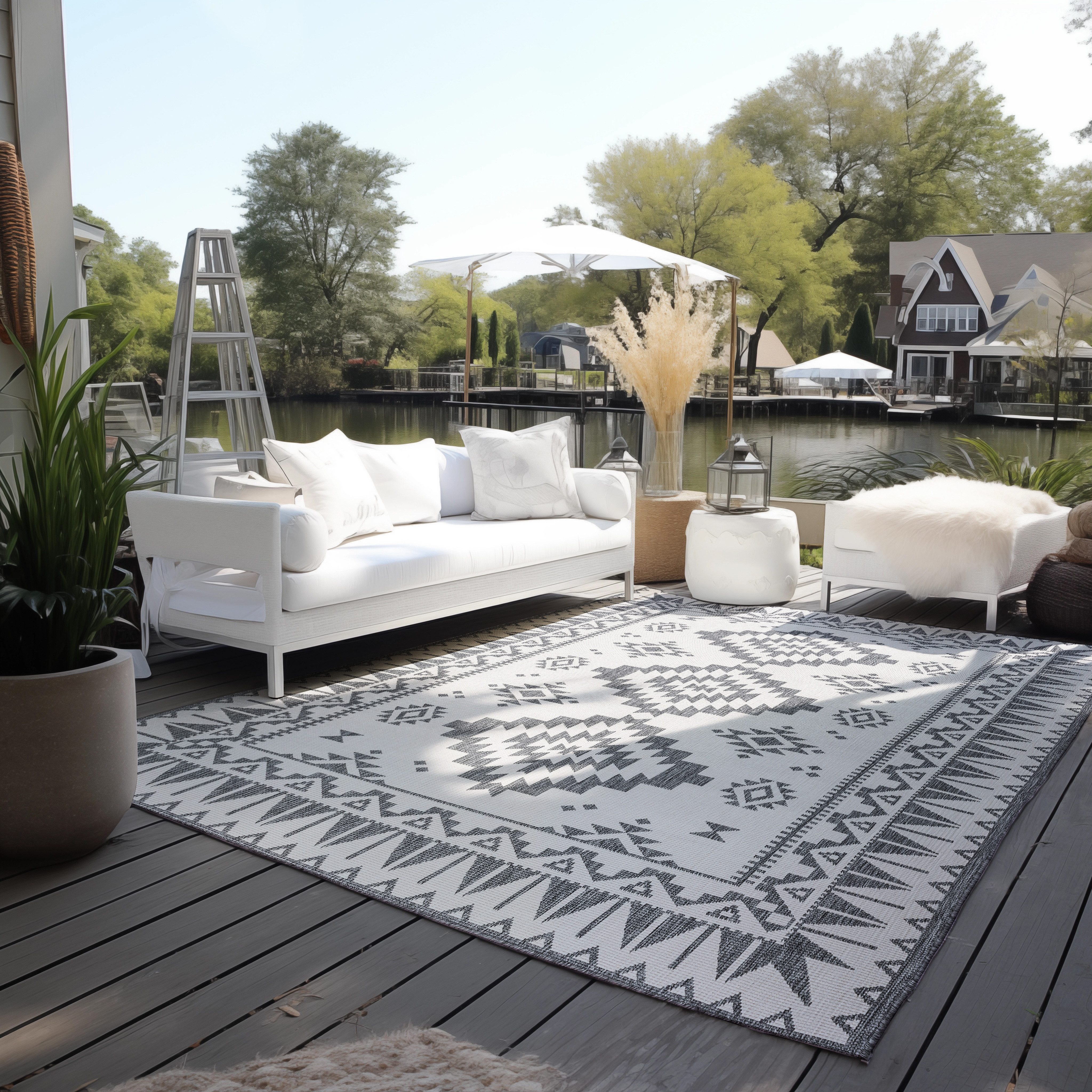 ELLE DECORATION Teppich Dynamic, Wendeteppich, rechteckig, Höhe: 5 mm, Flachgewebe, In-& Outdoor, Modern, wendbar, Balkon, Wohnzimmer, Außen