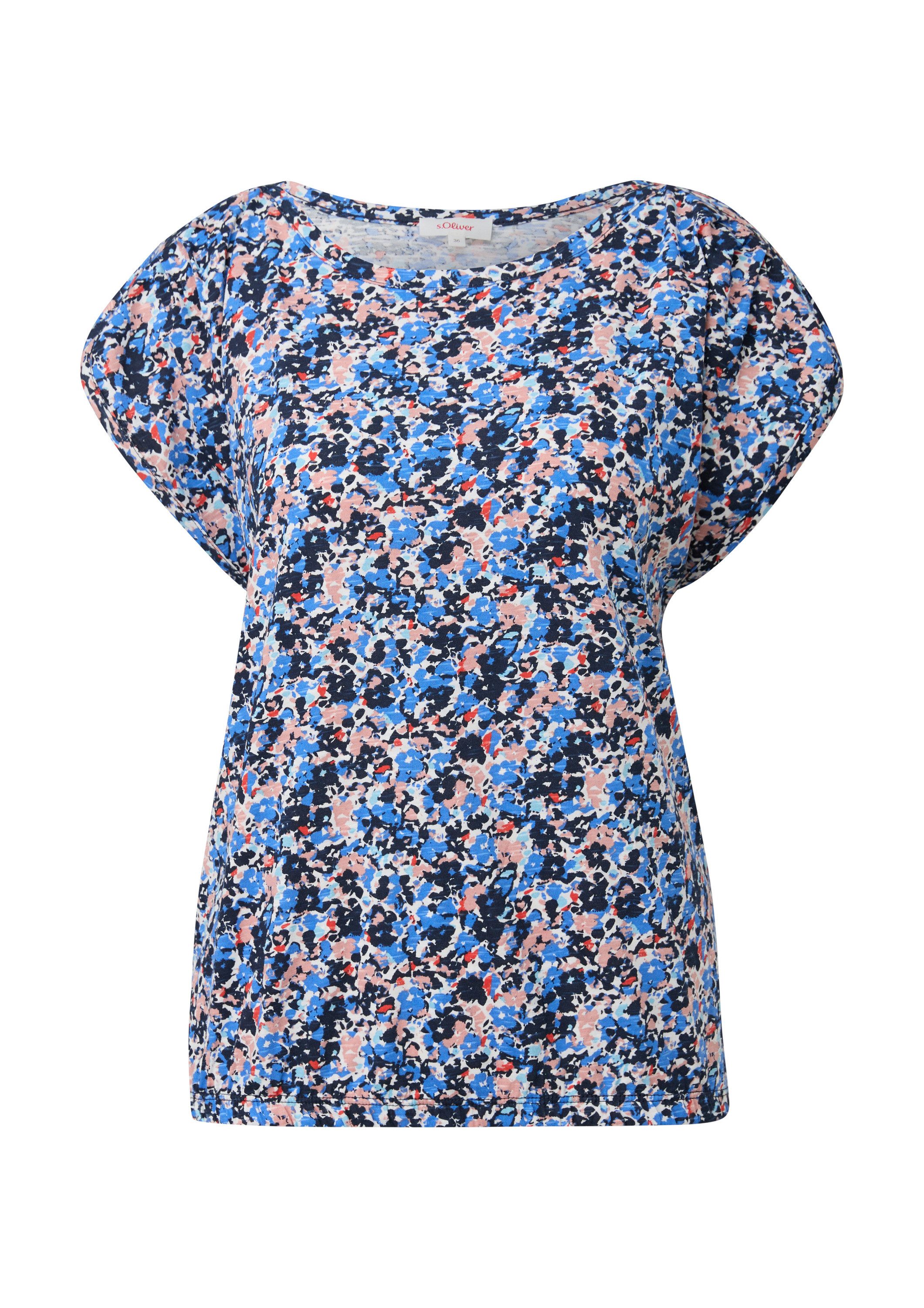 s.Oliver Kurzarmshirt T-Shirt T-Shirt mit gerafften Ärmeln günstig online kaufen