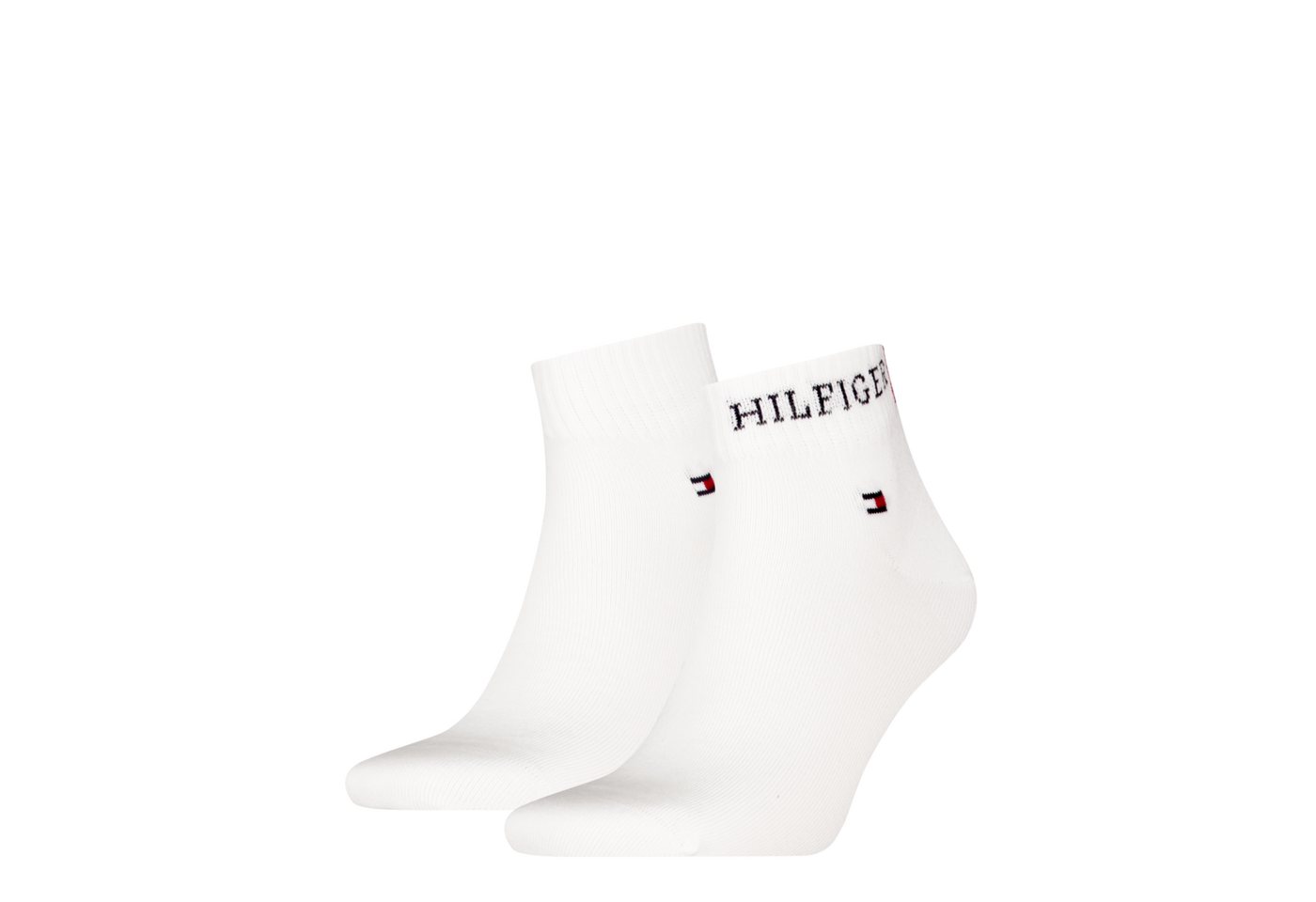 Tommy Hilfiger Kurzsocken TH MEN QUARTER 2P HILFIGER TAB (2 Paar) Logo-Flag und Schriftzug