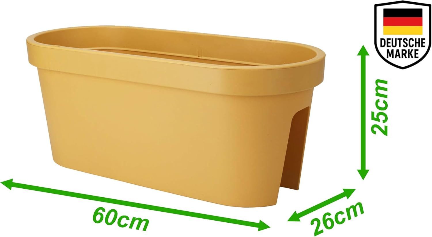 mucHome Balkonkasten für Geländer Breite 60cm Kunststoff Blumenkasten Blumentopf Pflanztopf