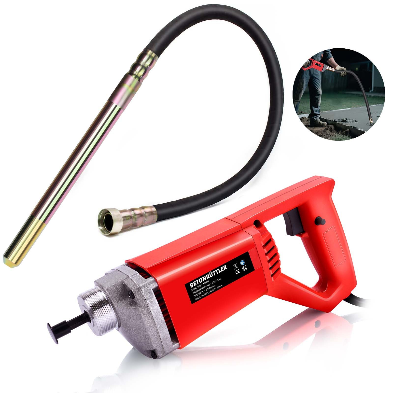 XERSEK Betonmischer 1550W Betonrüttler Innenrüttler 5500RPM Elektrisch Beton Rüttelflasche, mit 2m Betonverdichter, 35 mm Vibrationsflasche