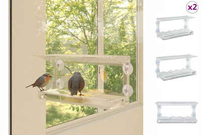 vidaXL Vogelhaus Fenster-Futterstellen für Vögel 2 Stk Acryl 30x12x15 cm