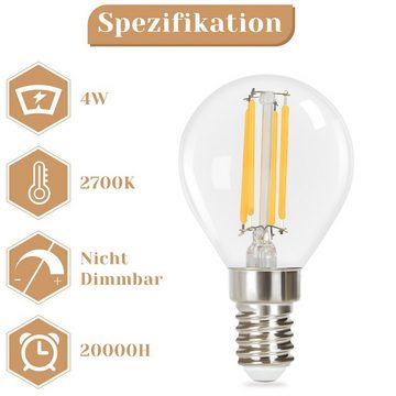 Nettlife LED-Leuchtmittel E14 6 ER Vintage Edison Glühlampe Retro Birne G45 2700K 4W, E14, 6 St., Warmweiß, Hauses Restaurants Wohnzimmers Cafés