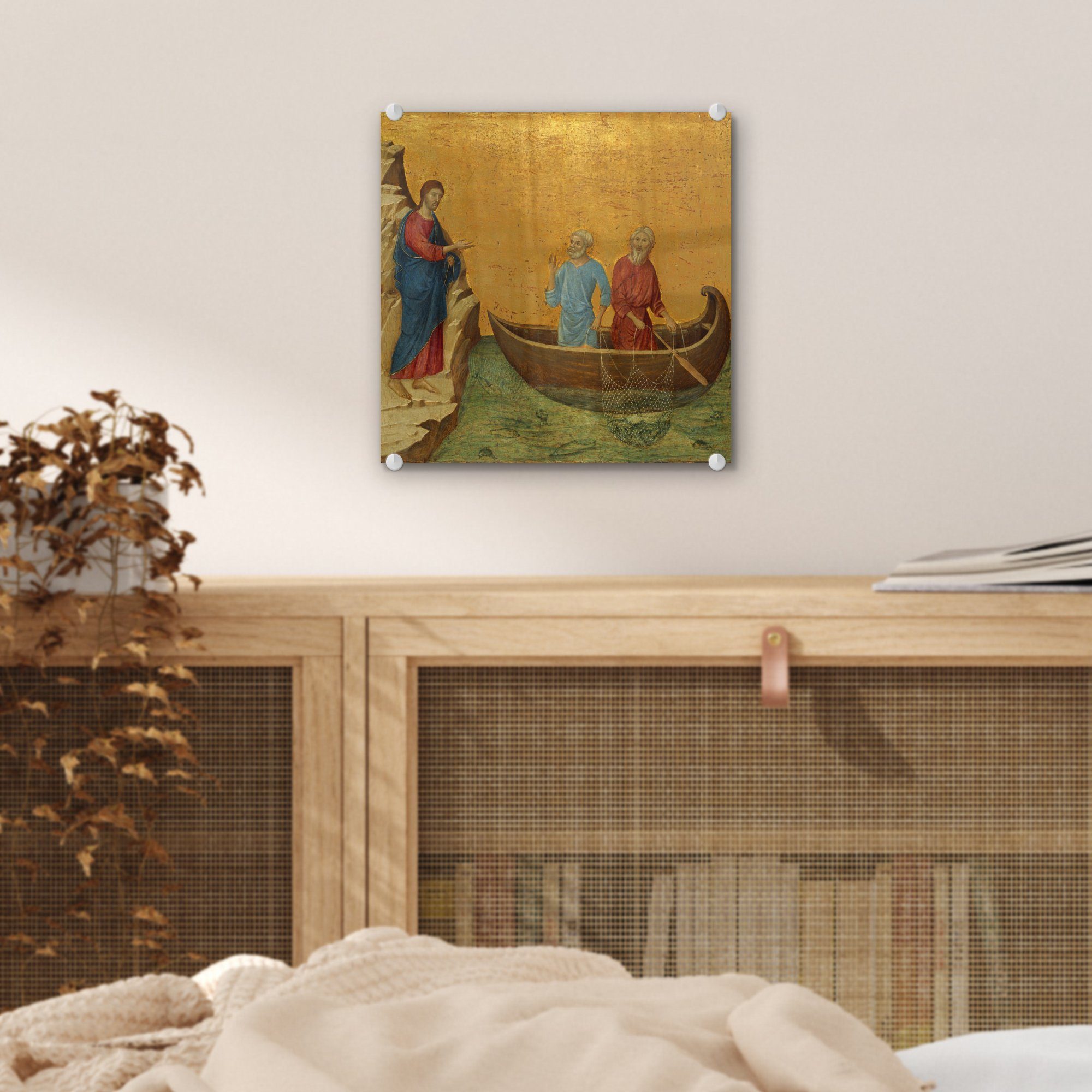 Andreas Glasbilder - Bilder - auf der von Berufung Glas auf Petrus Foto Wandbild Acrylglasbild Wanddekoration (1 Duccio, Gemälde Glas - Apostel MuchoWow St), und - Die