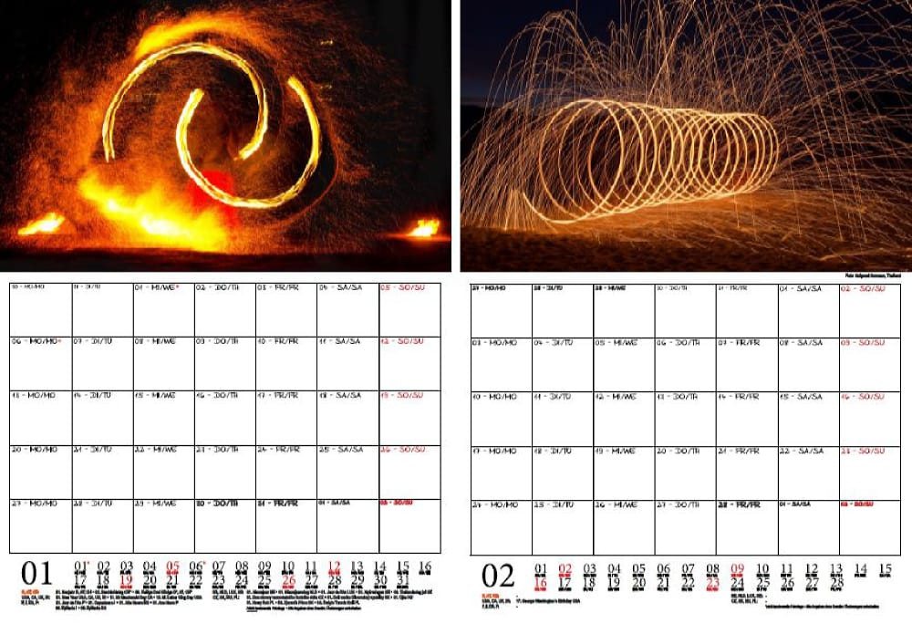 Thumbnail - Seelenzauber Wandkalender Feuerzauber Wand- Planer Kalender für 2025 DIN A4 Feuerwerk Feuer