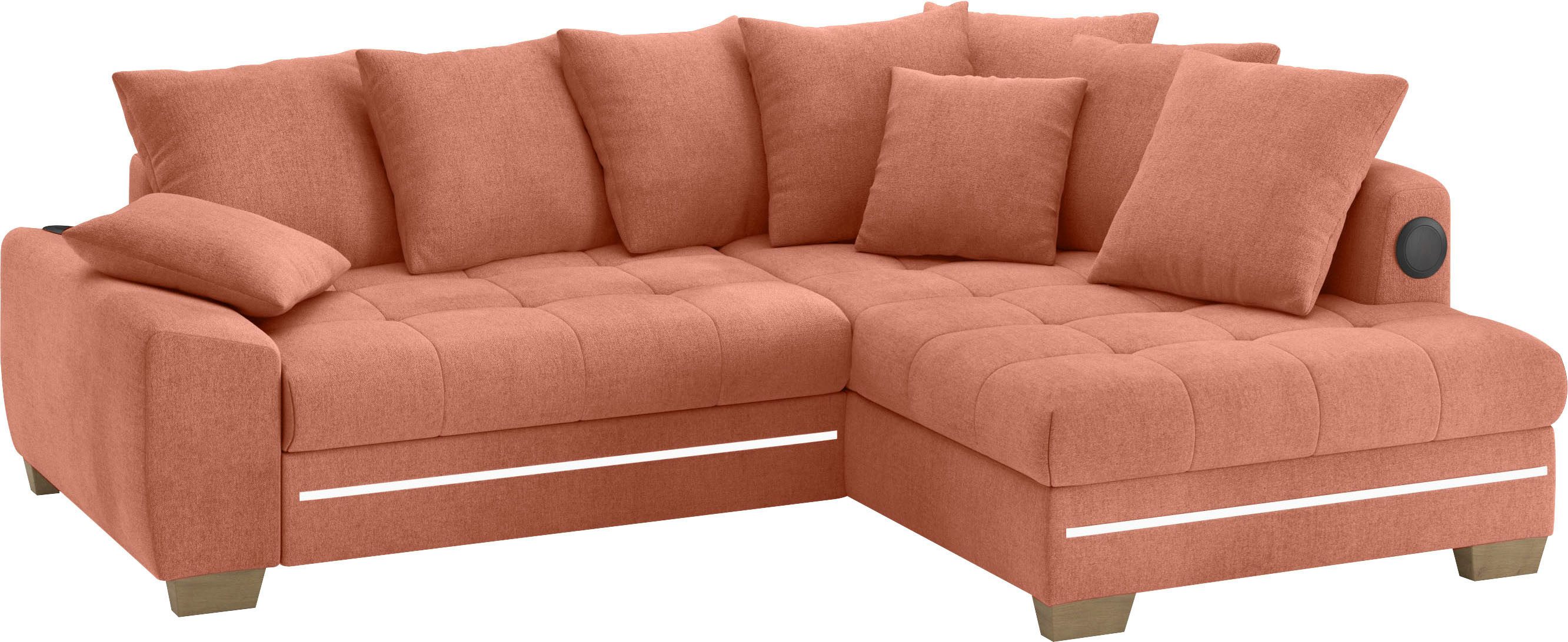 Mr. Couch Ecksofa Nikita II, L-Form, mit Kaltschaum, RGB-LED, Soundsystem, wahlweise mit Bett, Bettkasten