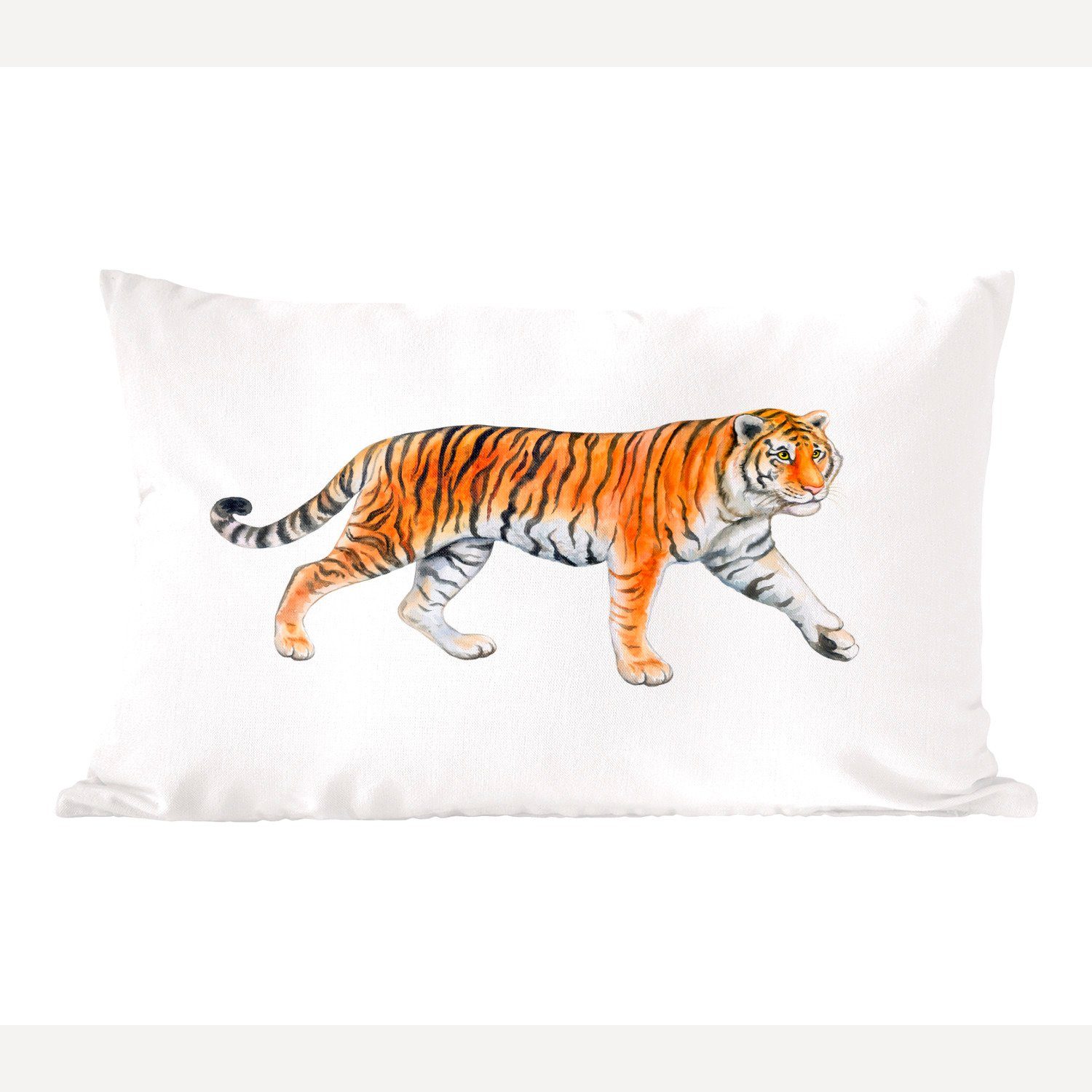 MuchoWow Dekokissen Tiger - Orange - Weiß, Wohzimmer Dekoration, Zierkissen, Dekokissen mit Füllung, Schlafzimmer