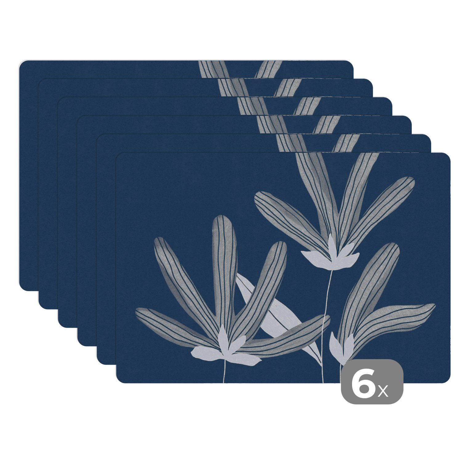 Platzset, Blumen - Blau - Pflanzen - Natur, MuchoWow, (6-St), Platzset, Platzdecken, Platzmatte, Tischmatten, Schmutzabweisend