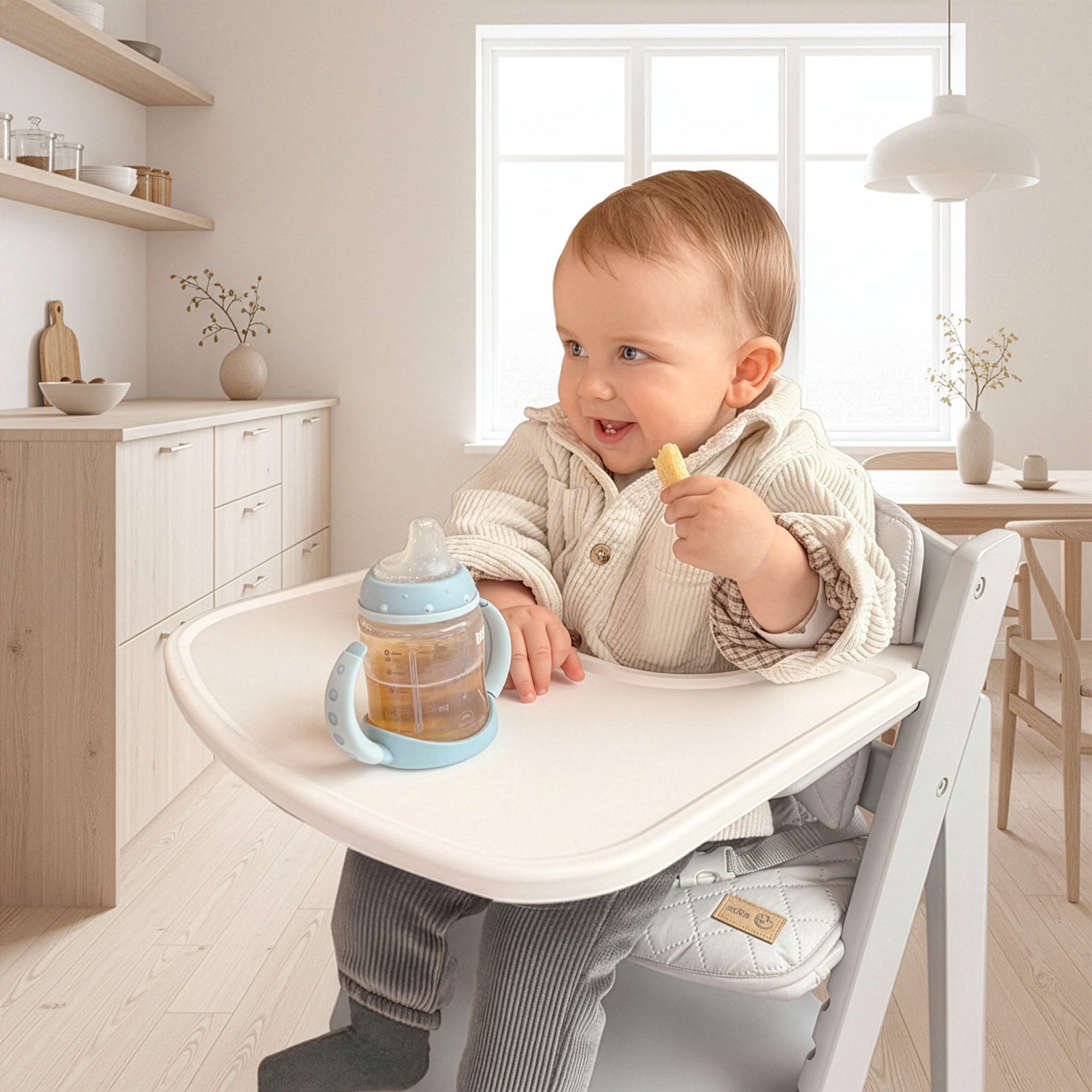 roba® Hochstuhltablett Essbrett für roba Hochstuhl Sit Up Flex, Liv Up & Born Up, Plastik, (Kompatibel mit Gurtsystem und Hochstuhlauflagen), Schnelle Klickbefestigung - Einfache Reinigung - Weiß