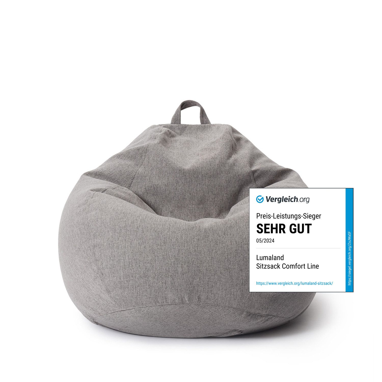 Lumaland Sitzsack Comfort Line, Indoor Beanbag 80x90x50cm mit anpassbaren EPS-Perlen, Weiches & Komfortables Bodenkissen, 185 L Volumen