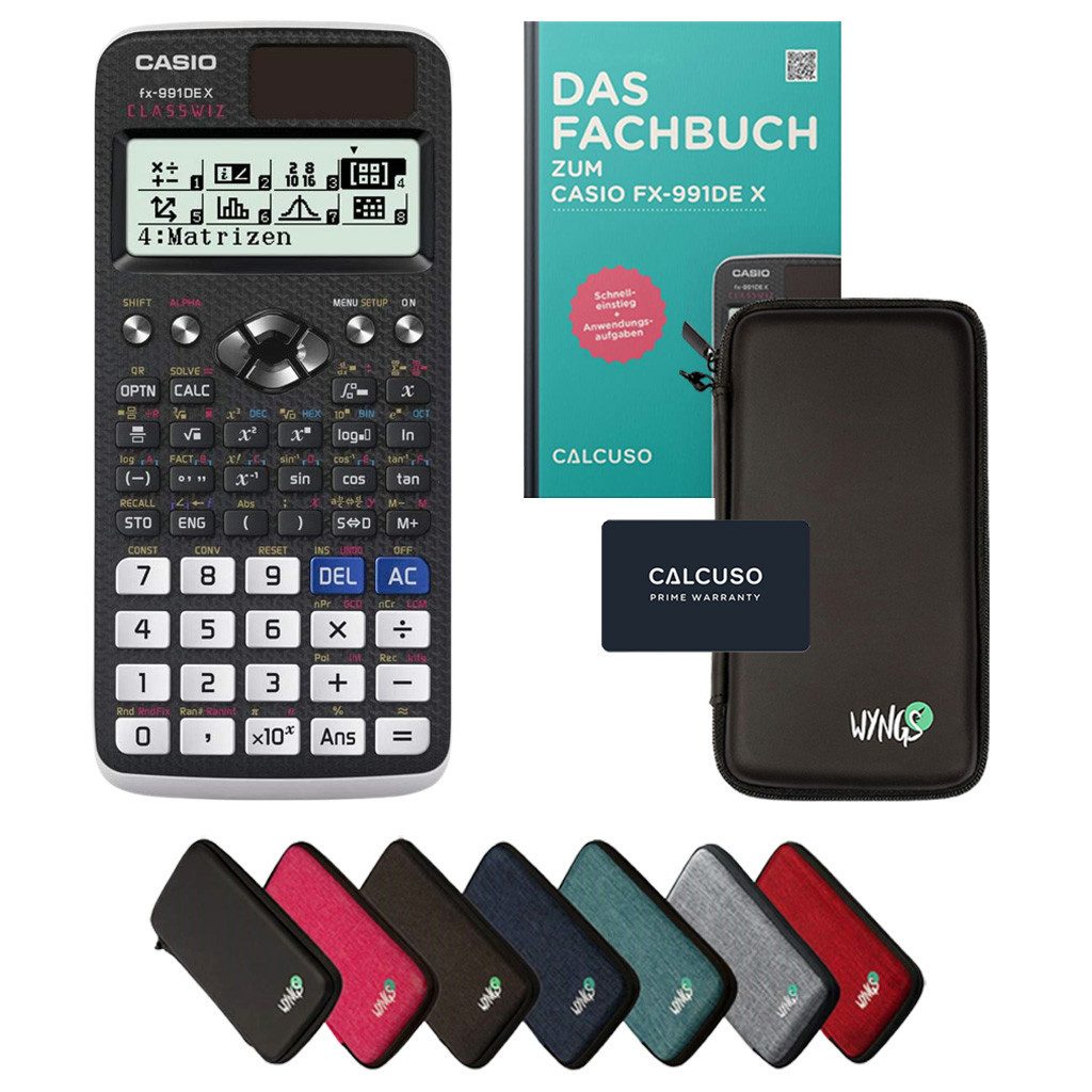 CASIO Taschenrechner fx-991DE X inkl. Schutztasche Schwarz & Fachbuch (128 Seiten, DIN A5)