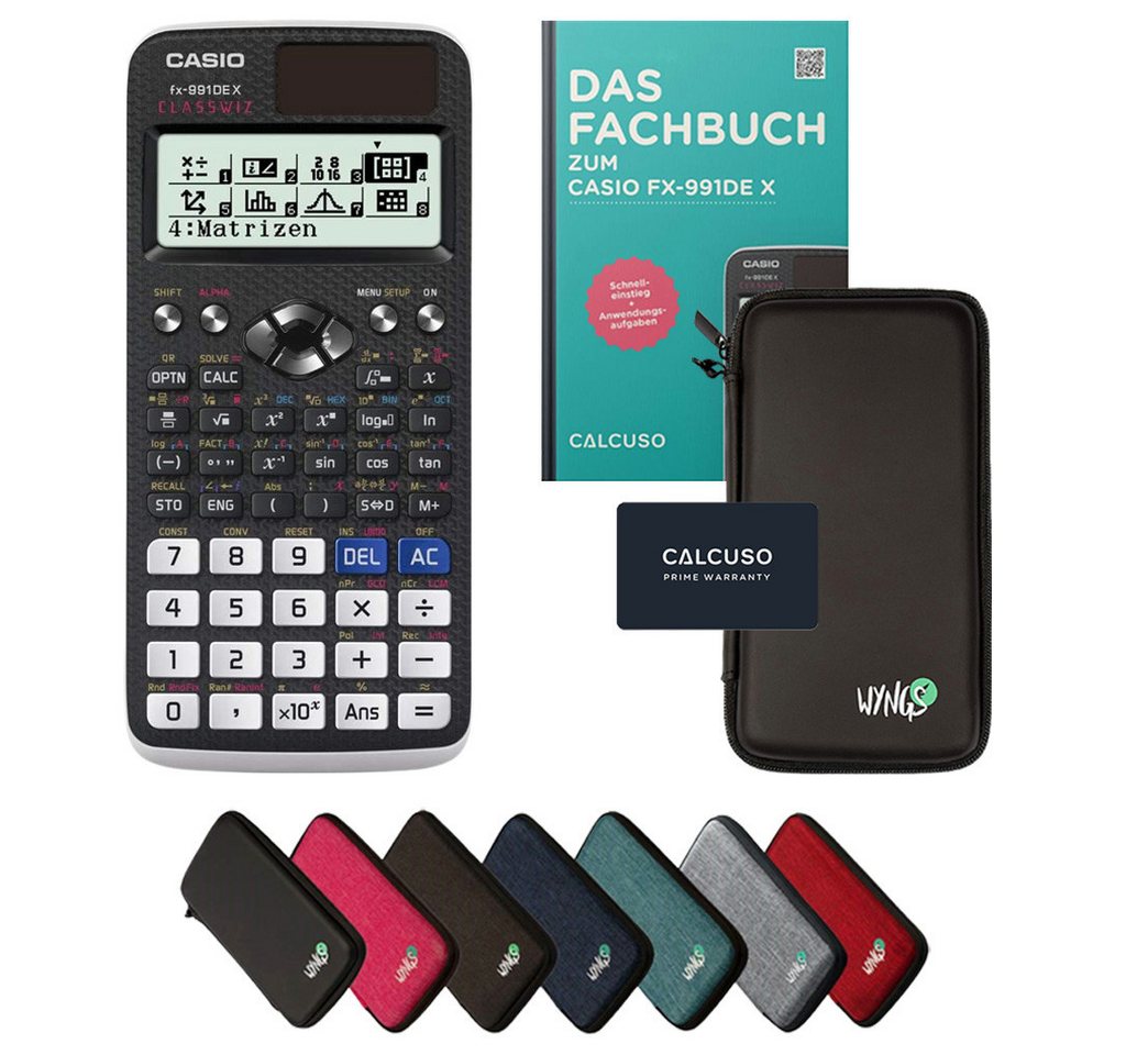 CASIO Taschenrechner fx-991DE X inkl. Schutztasche Schwarz & Fachbuch (128 Seiten, DIN A5)
