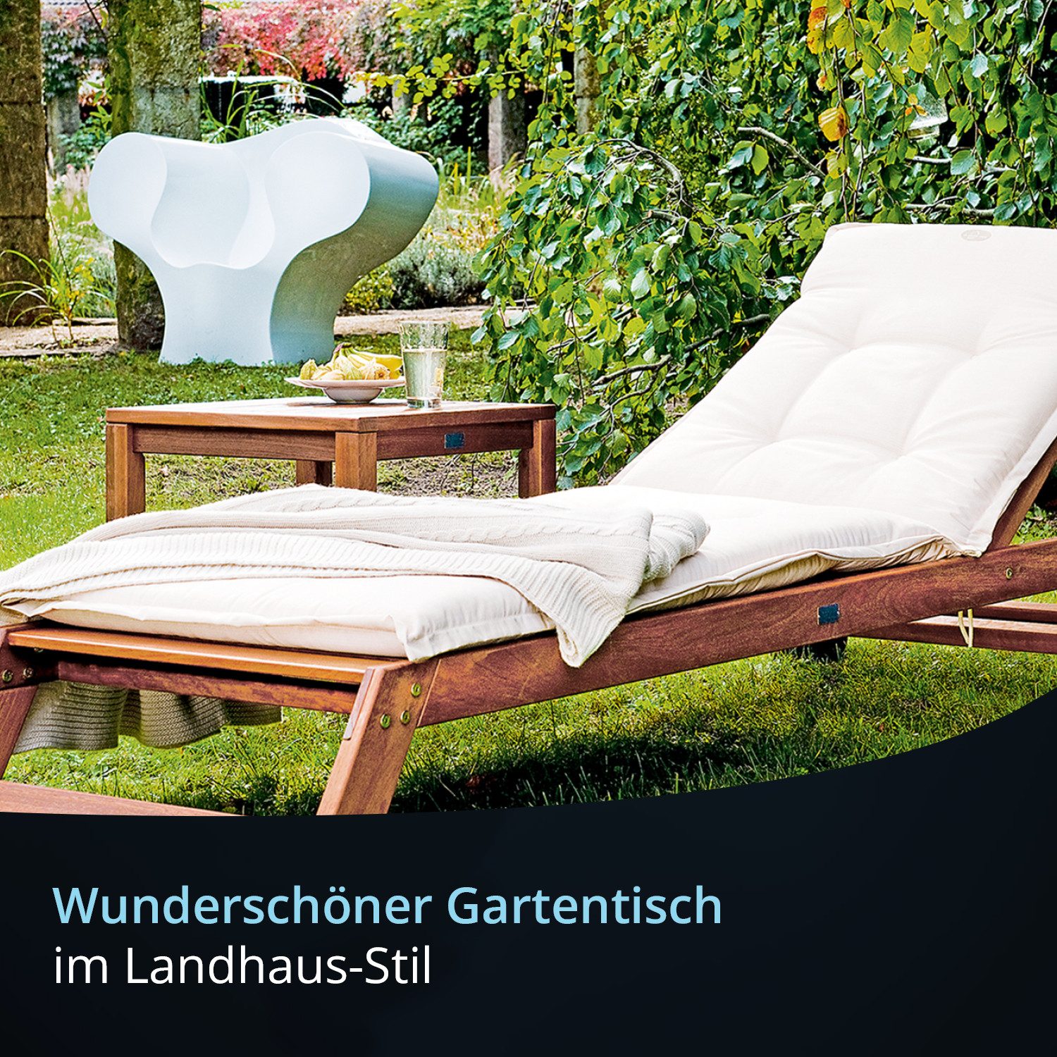 KHG Beistelltisch Balkontisch 50x50 cm, bis 75 kg belastbar (Outdoor-Tisch), aus Eukalyptus-Holz, zum Schutz geölt, FSC-Zertifiziert