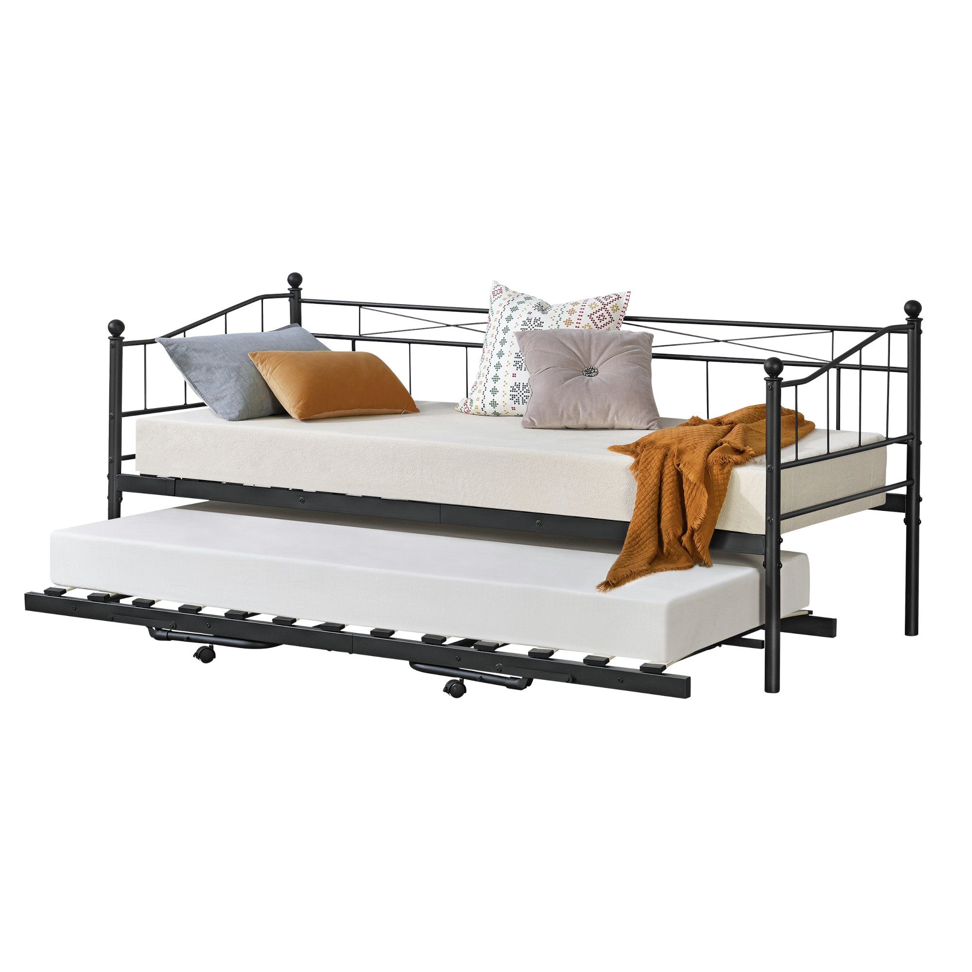 en.casa Metallbett, Skutskär Metallbett 90x200cm Schwarz günstig online kaufen