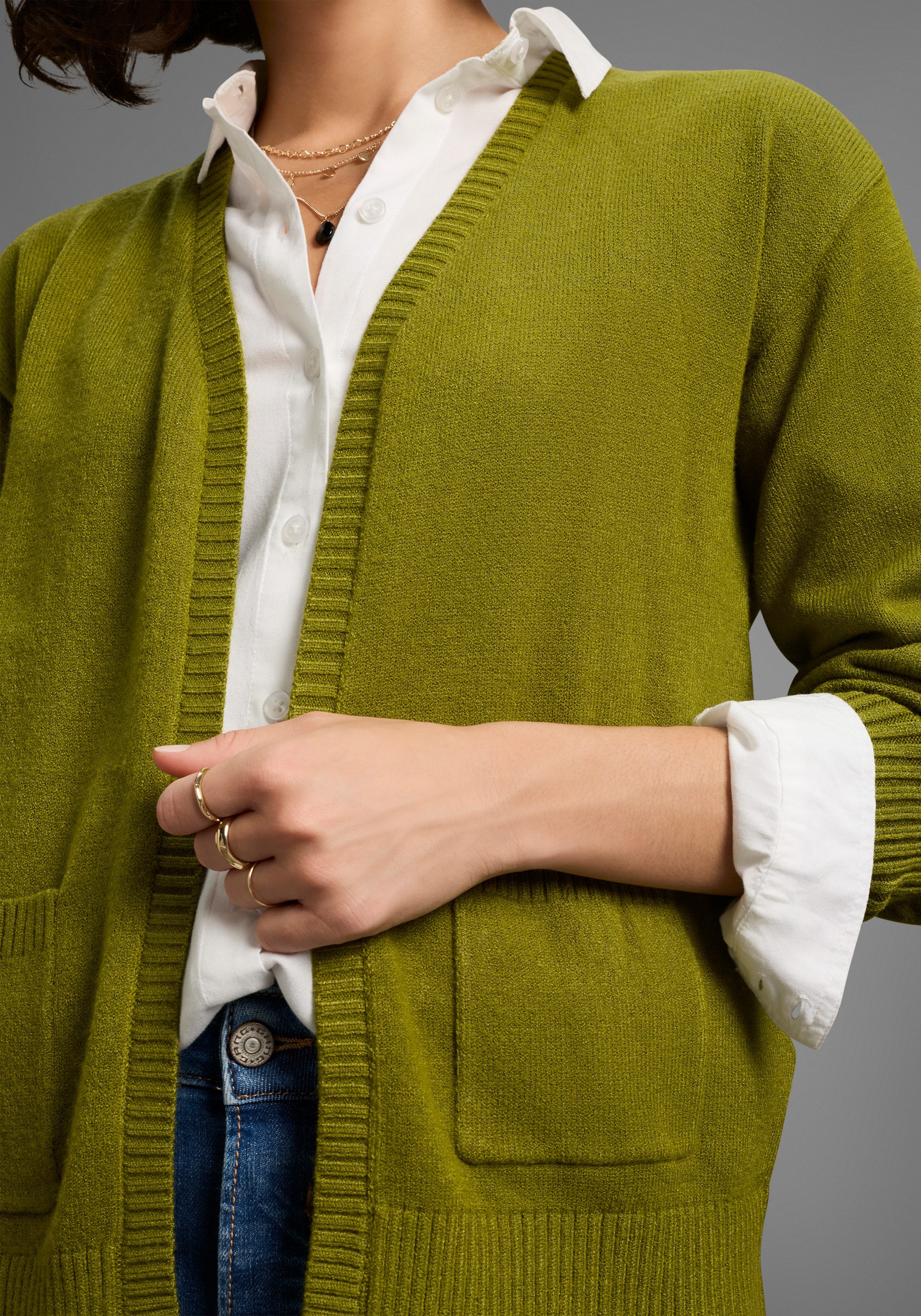 Laura Scott Strickjacke softer Übergangsstrick in lässiger, offener Form