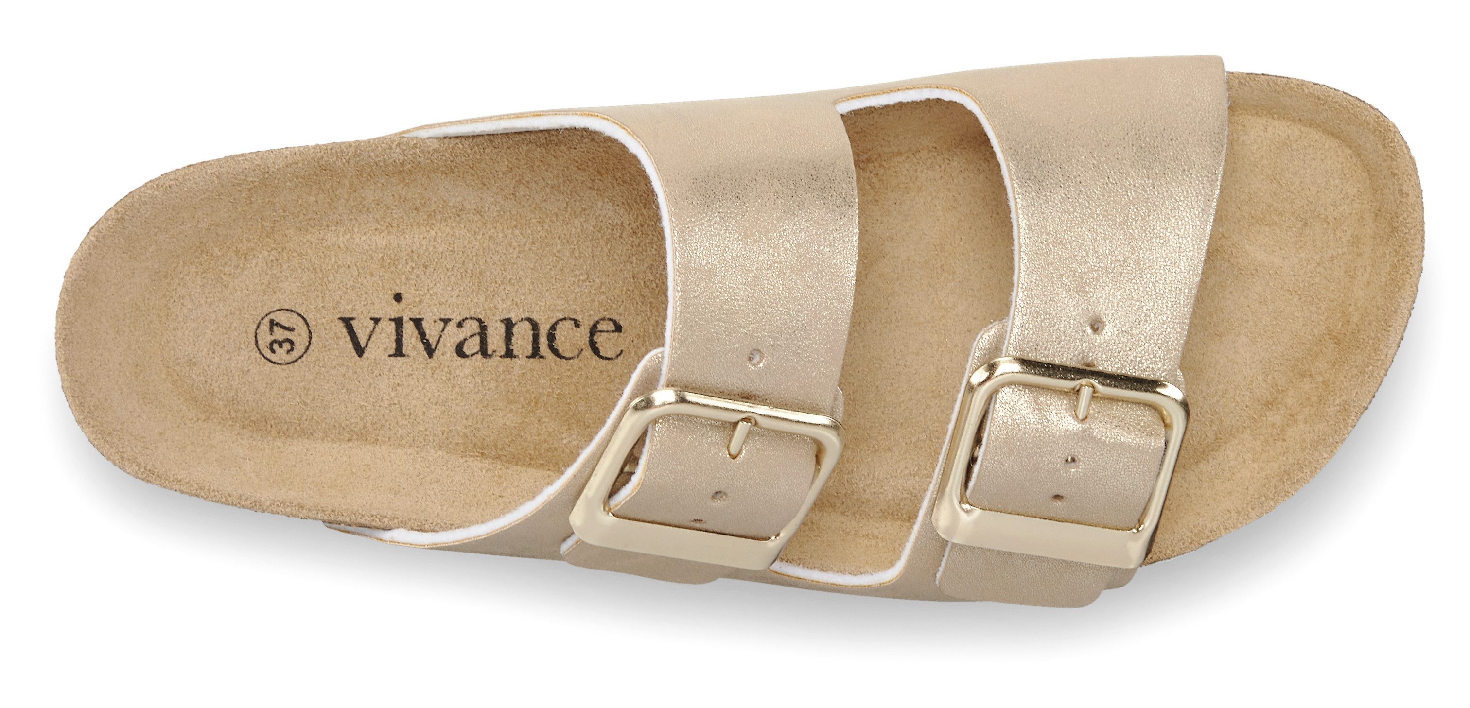 Vivance Mule, Sandale, offener Schuh, Pantolette mit softer Innensohle und Komfortkorkfußbett aus Leder