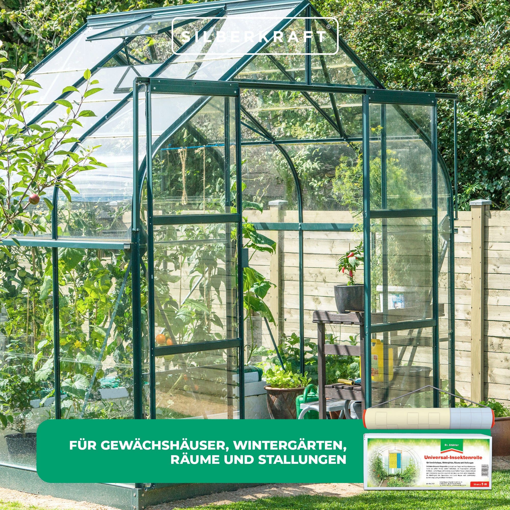 Insektenschutzrollo Universal Insektenrolle: Zum Fangen von Trauermücken und mehr, Silberkraft