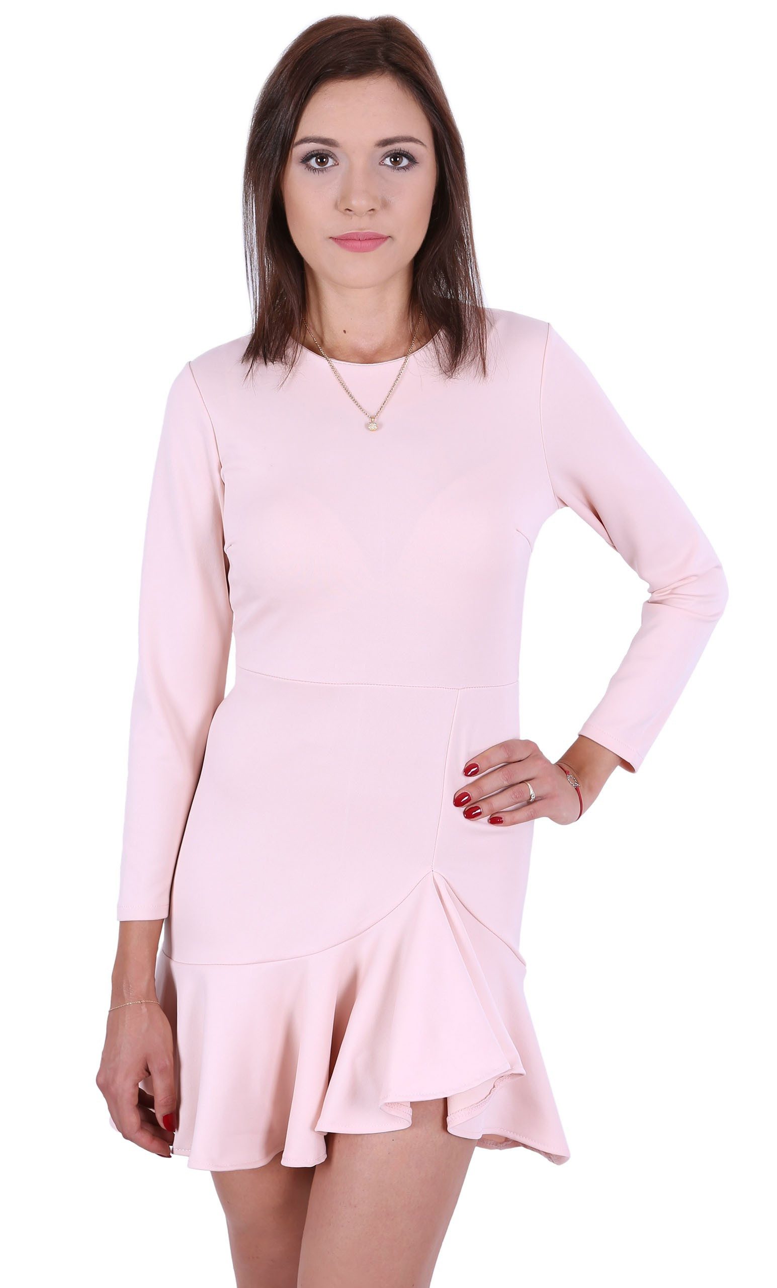 Sarcia.eu Minikleid John Zack Pink-nude Kleid mit Rüsche, John Zack L