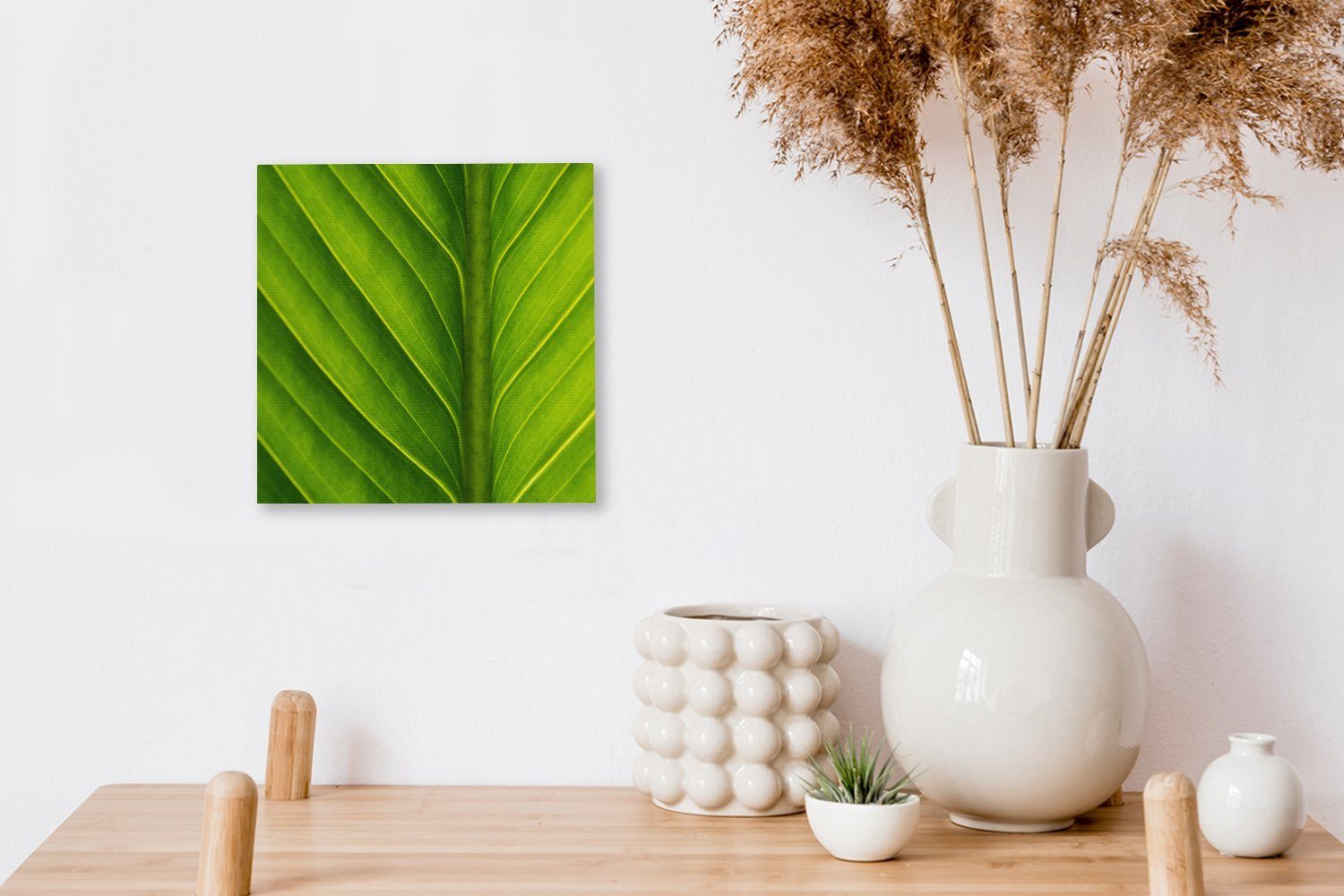 OneMillionCanvasses® Leinwandbild Foto eines Blattes, Schlafzimmer Leinwand St), hellgrünen für Wohnzimmer botanischen (1 Bilder