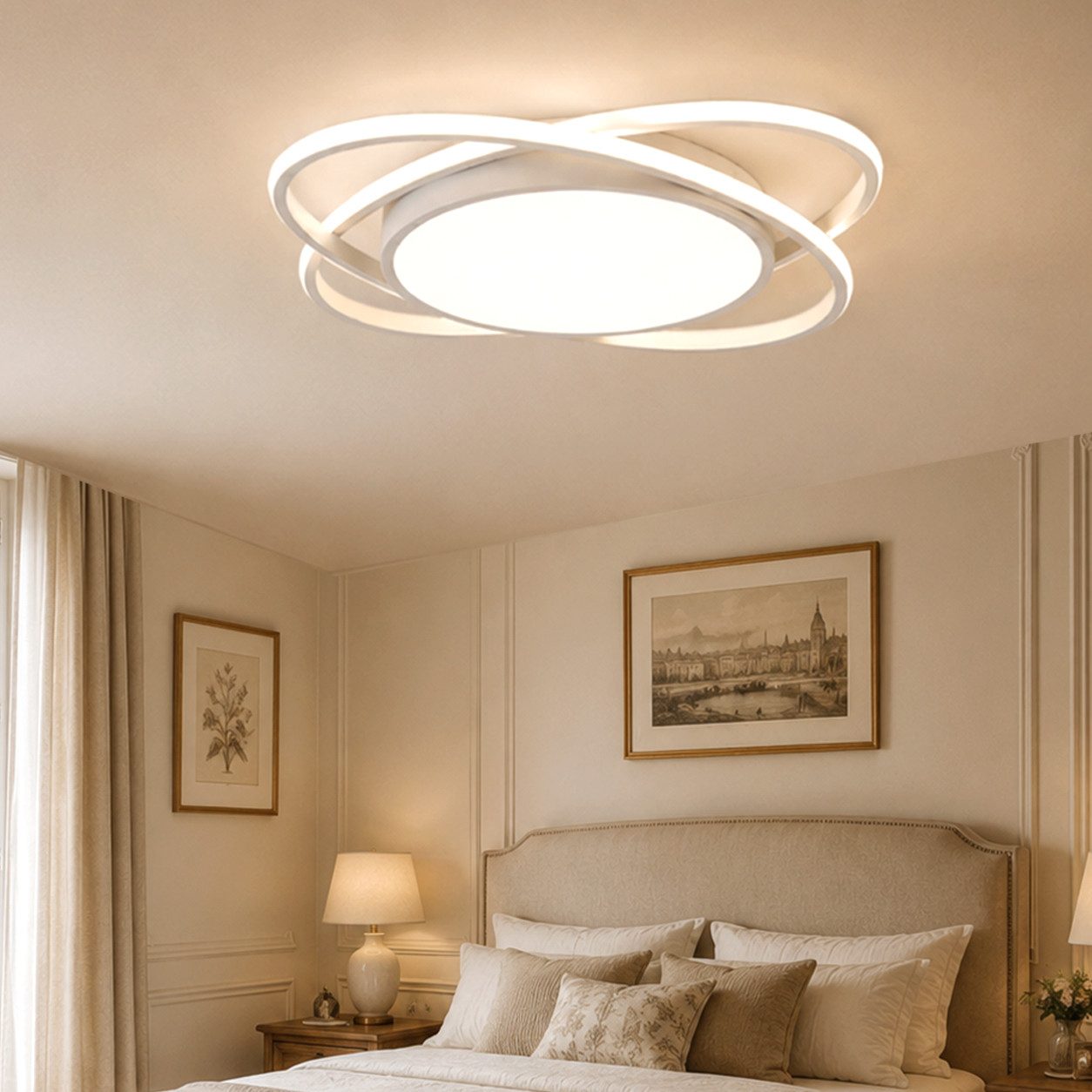 Fyrove Deckenleuchten Deckenlampe Wohnzimmer 53cm mit stufenlos dimmbarer Farbtemperatur, 62W3000-6500k, LED fest integriert, Modern Runde Wohnzimmer Schlafzimmer Arbeitszimmer Esszimmer Dekoration Lampen, Mit Speicherfunktion.Lichtfarbe- und Helligkeit e