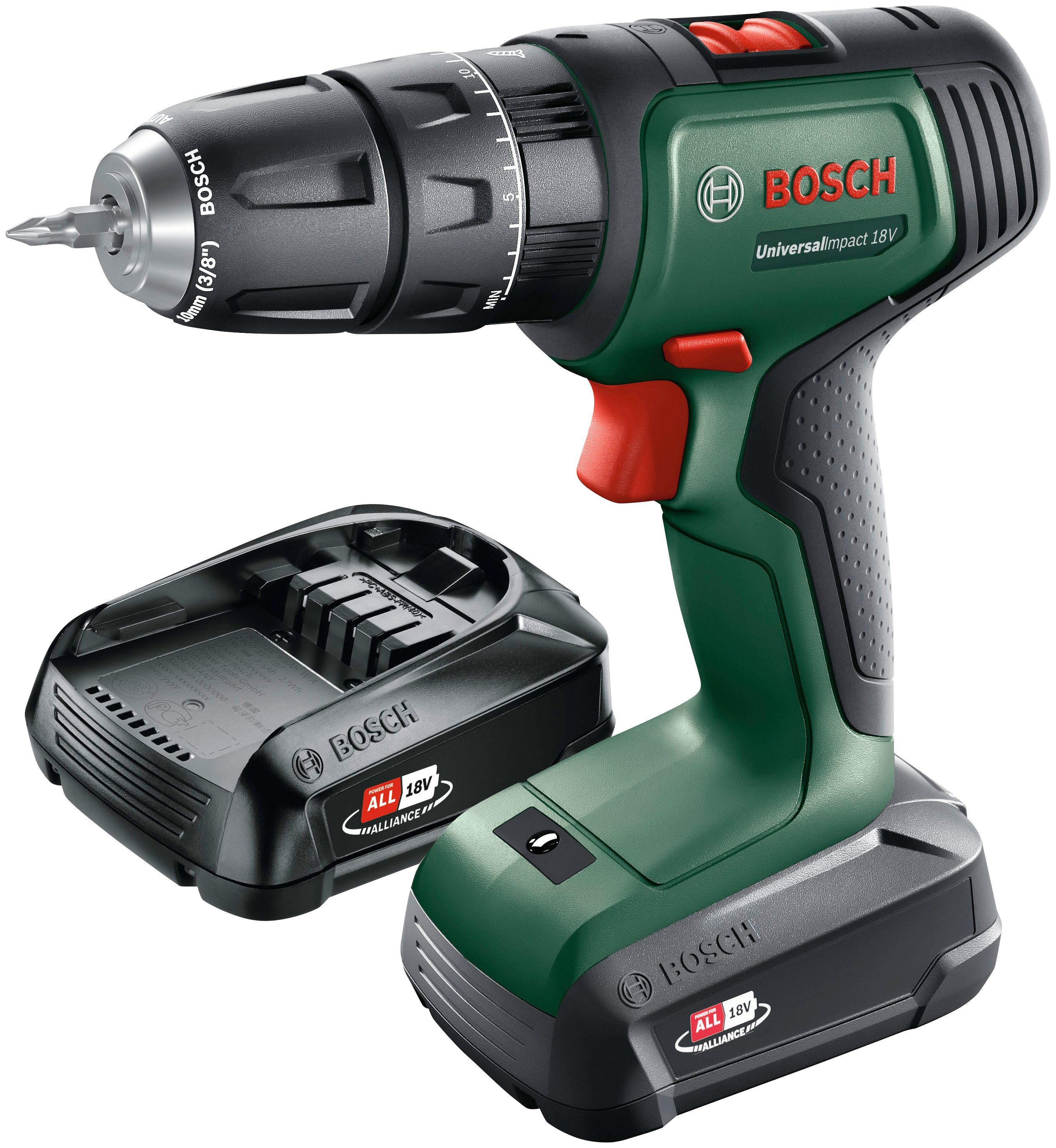 Bosch Home & Garden Akku-Schlagbohrschrauber UniversalImpact 18V, max. 1450 U/min, mit 2 Akkus und Ladegerät