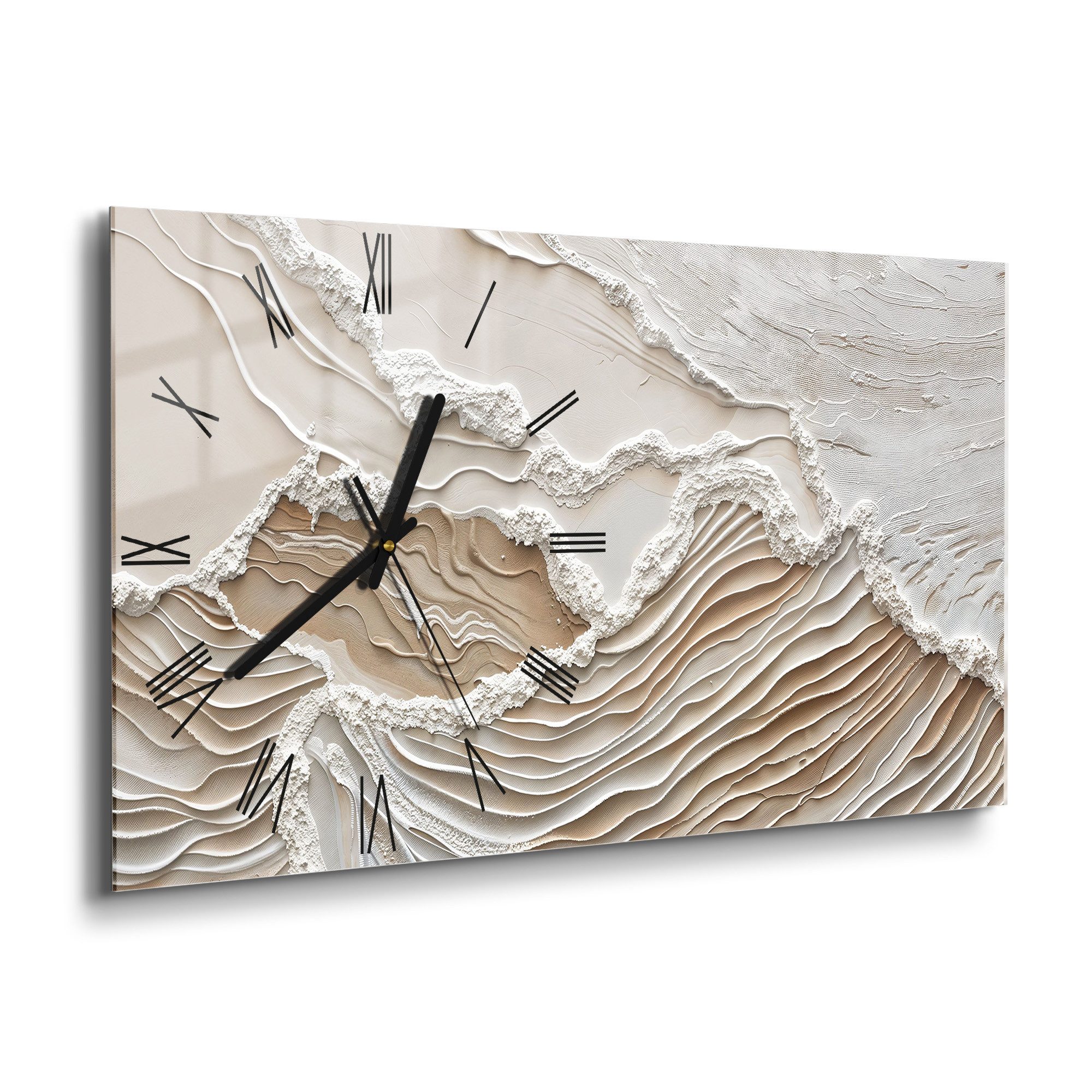 DEQORI Wanduhr 'Sandwellenzauber' (Glas Glasuhr modern Wand Uhr Design Küch günstig online kaufen