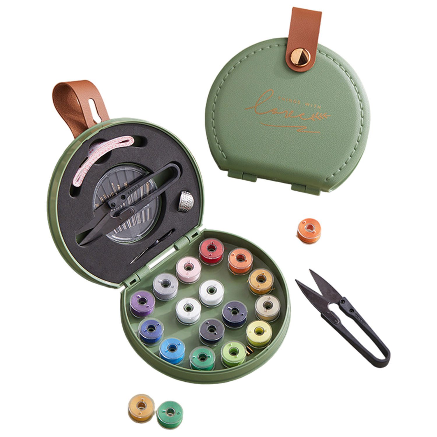 Nähkästchen Nähwerkzeugset Mini Nähzeug Set mit Nadel, Faden, Einfädler
