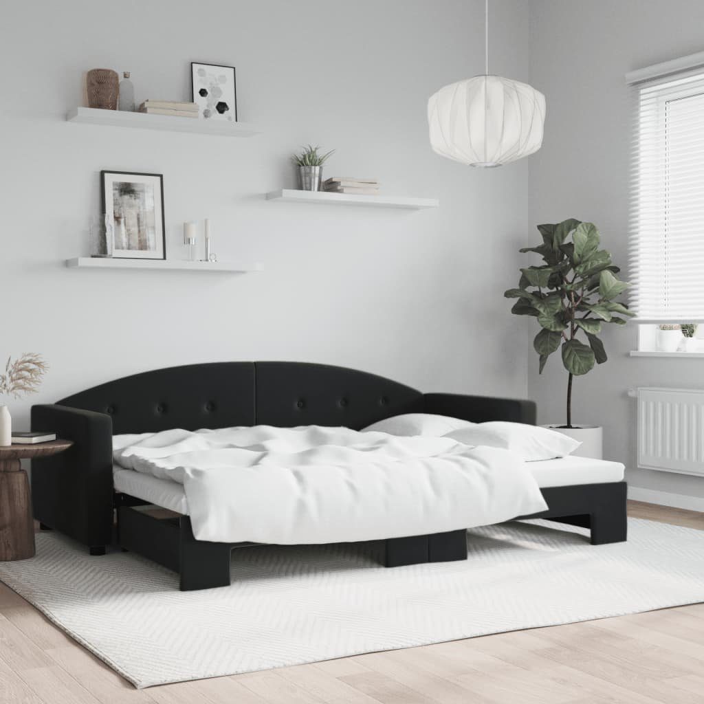 vidaXL Bett Tagesbett Ausziehbar Schwarz 80x200 cm Samt