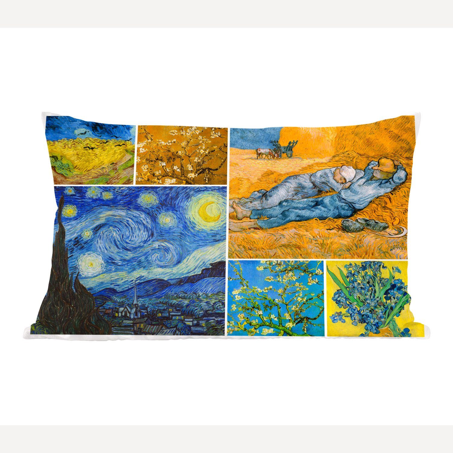 MuchoWow Dekokissen Van Gogh - Collage - Alte Meister, Wohzimmer Dekoration, Zierkissen, Dekokissen mit Füllung, Schlafzimmer