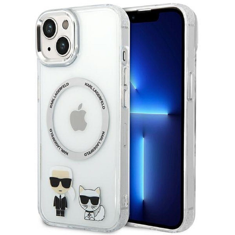 KARL LAGERFELD Handyhülle Case MagSafe Katze transparent iPhone 14 6,1 Zoll, Kantenschutz
