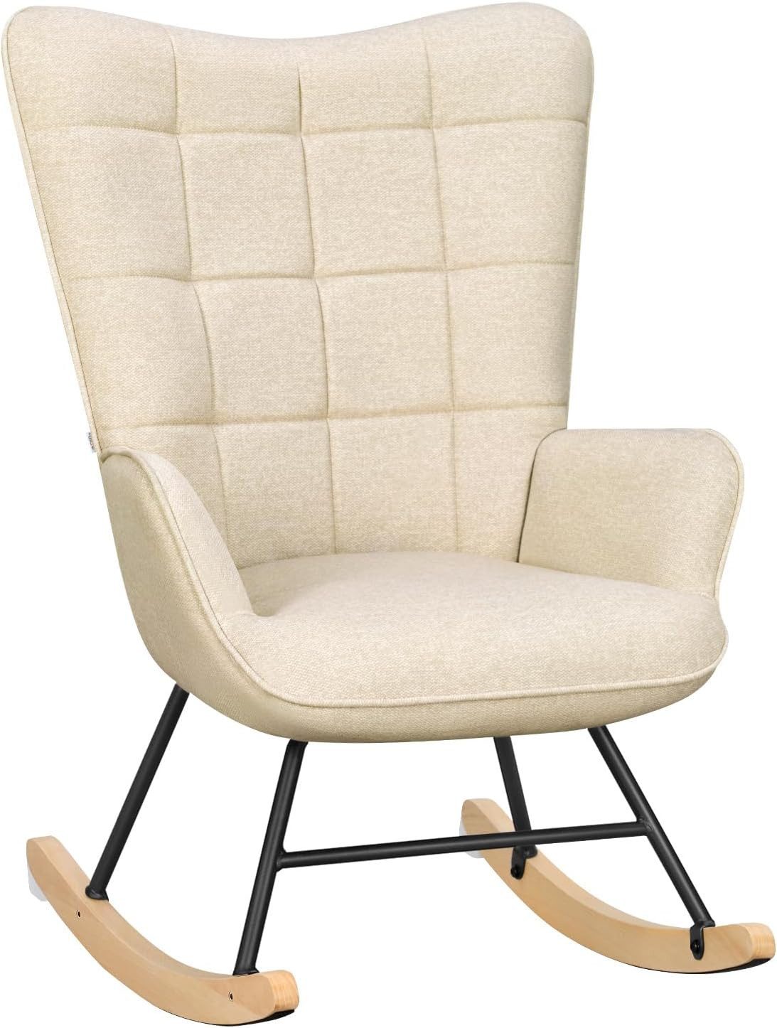 Woltu Schaukelstuhl (1 St), Sessel gepolstert, mit Holzkufen für Wohnzimmer