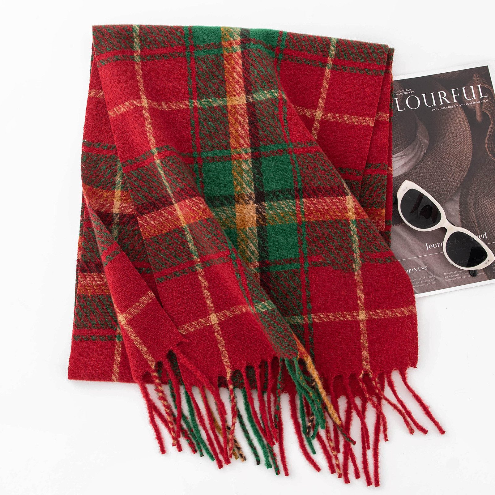 Jumpeak Modeschal Schal,Fransentuch,schal damen,loop schal damen,schal damen winter, (Packung, Weihnachtsschal aus Kunstkaschmir( 37*200cm), loop schal kinder,mode accessoires,mode für damen,Weihnachtsgeschenke