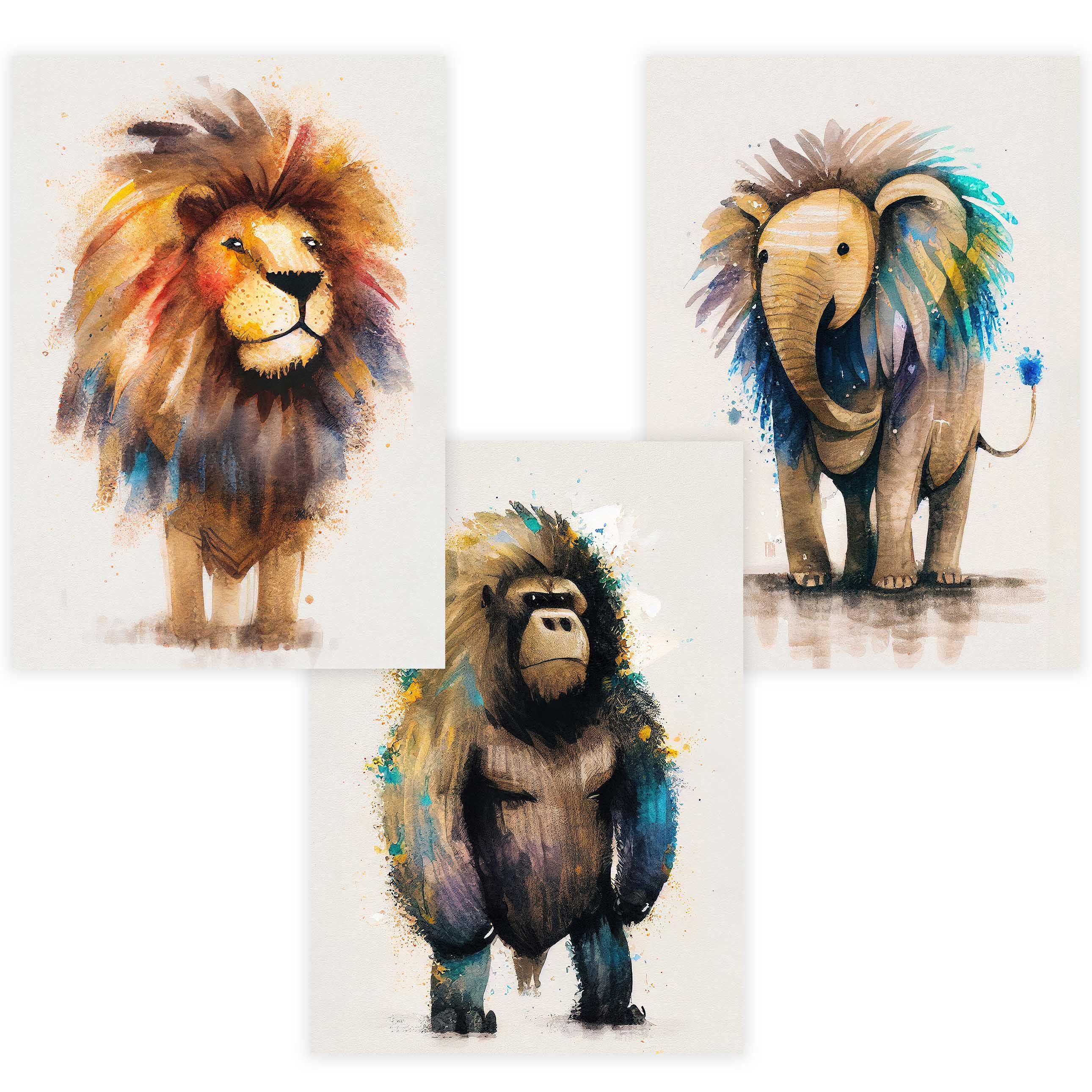Poster Kinderzimmer Poster 3er Set Premium P783 / Tierportraits