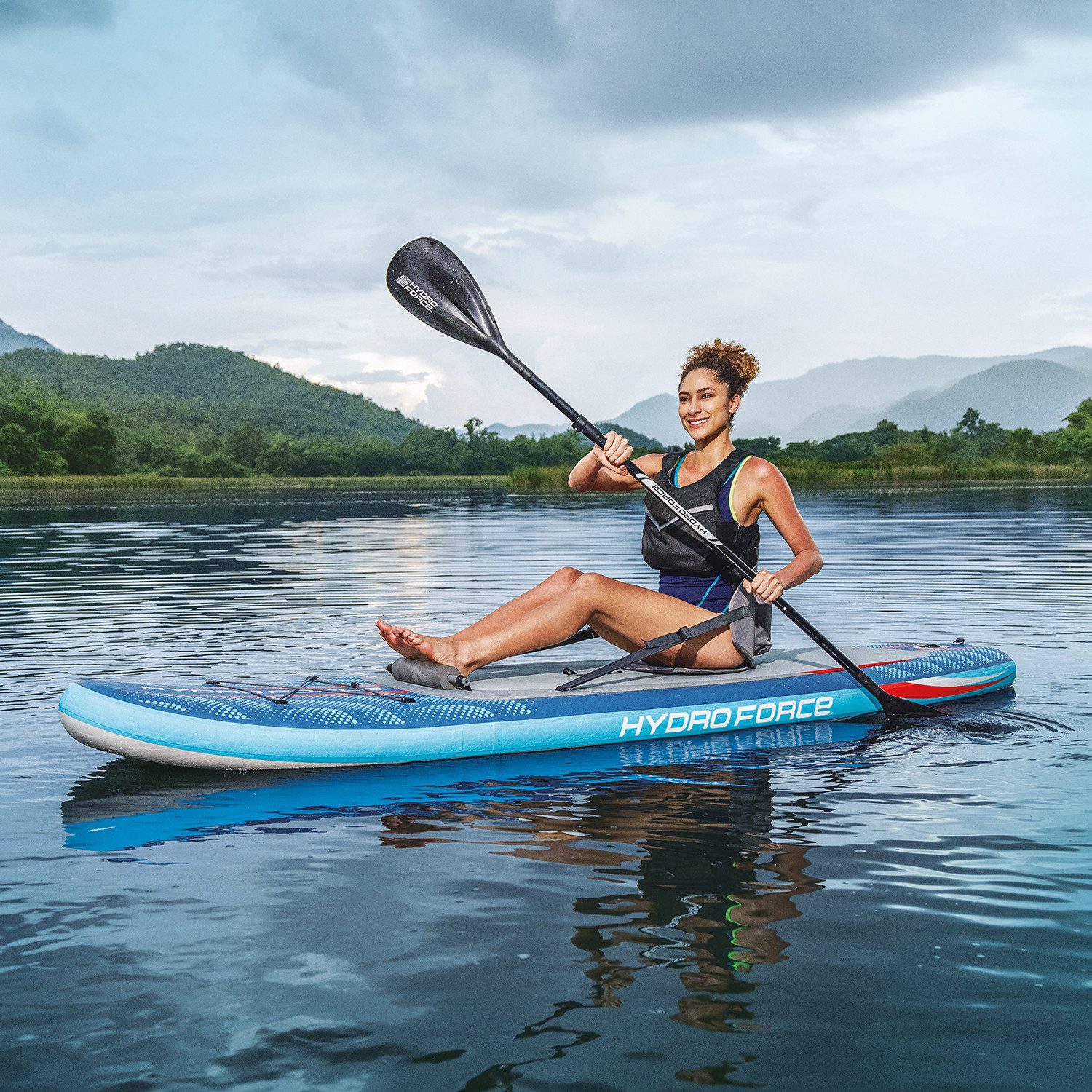 Bestway SUP-Board Hydro Force Oceana™, Allround, (Set, 1 tlg., inkl. Pumpe, Kombipaddel, Transportrucksack), 305 x 84 x 15 cm