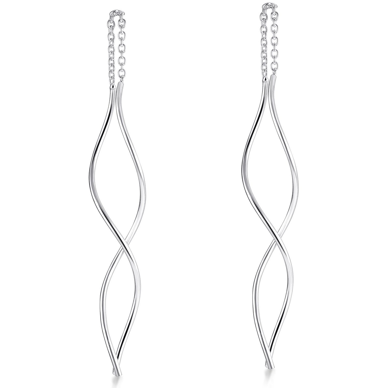 Materia Paar Ohrhänger Damen Durchzieher Spirale lang SO-231, 925 Sterling Silber