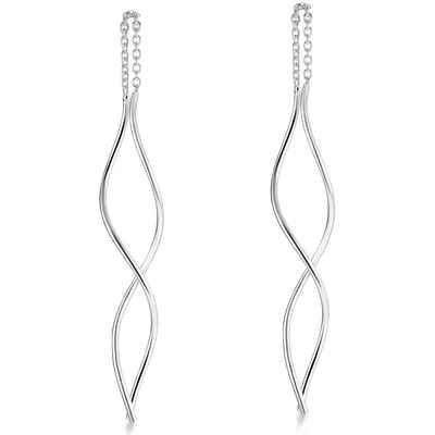 Materia Paar Ohrhänger Damen Durchzieher Spirale lang SO-231, 925 Sterling Silber